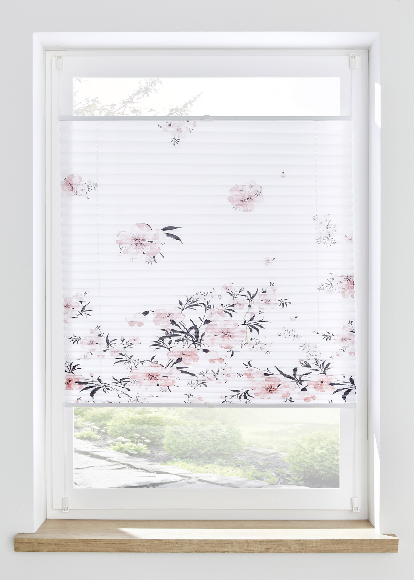 Tenda plissettata con stampa a fiori digitale (Bianco) - bpc living bonprix collection