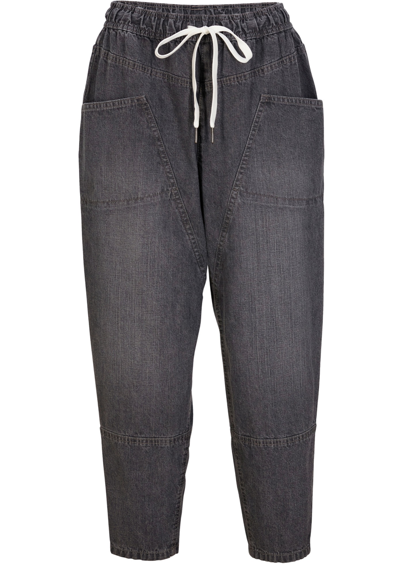 Jeans cropped a palloncino con tasche grandi e cinta comoda (Grigio) - bpc bonprix collection
