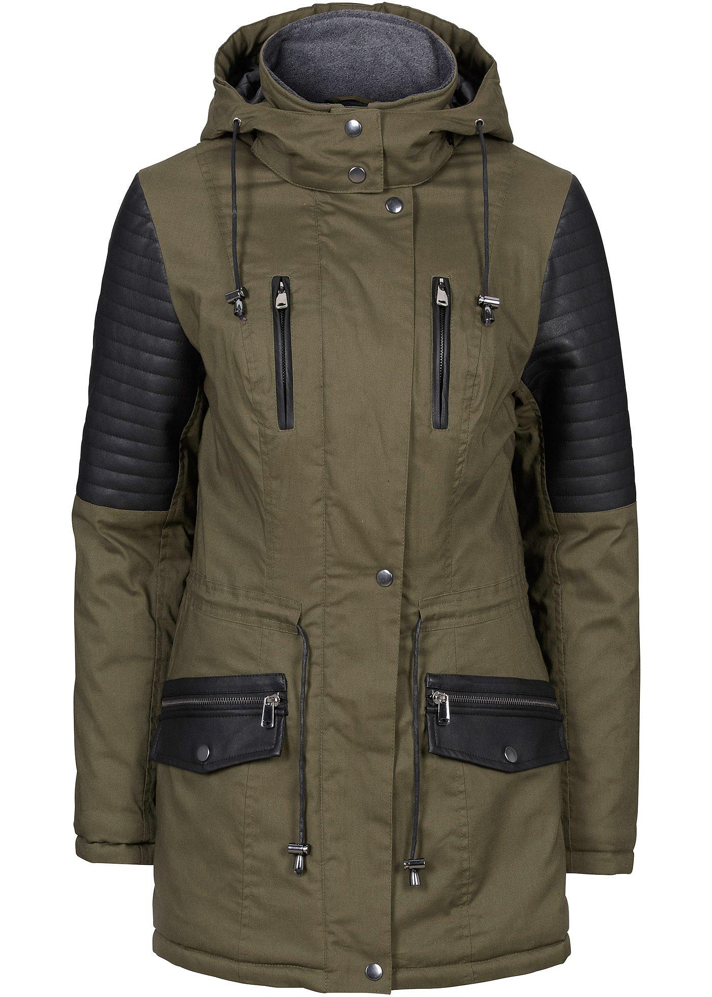 Parka con inserti in similpelle
