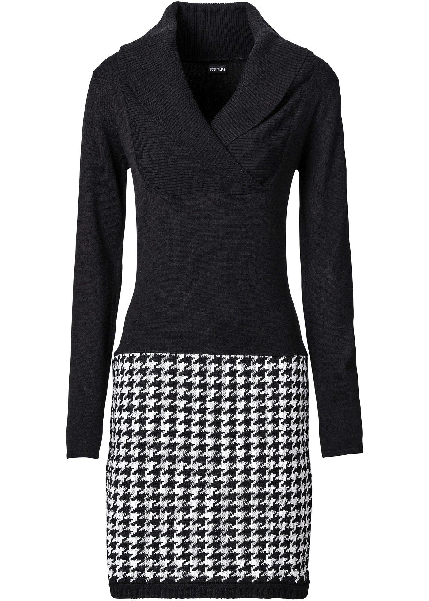 Abito In Maglia Elegante Donna A Maniche Lunghe - Giromanica, Lunghezza Al Ginocchio, Tinta Unita, Taglie S A XL