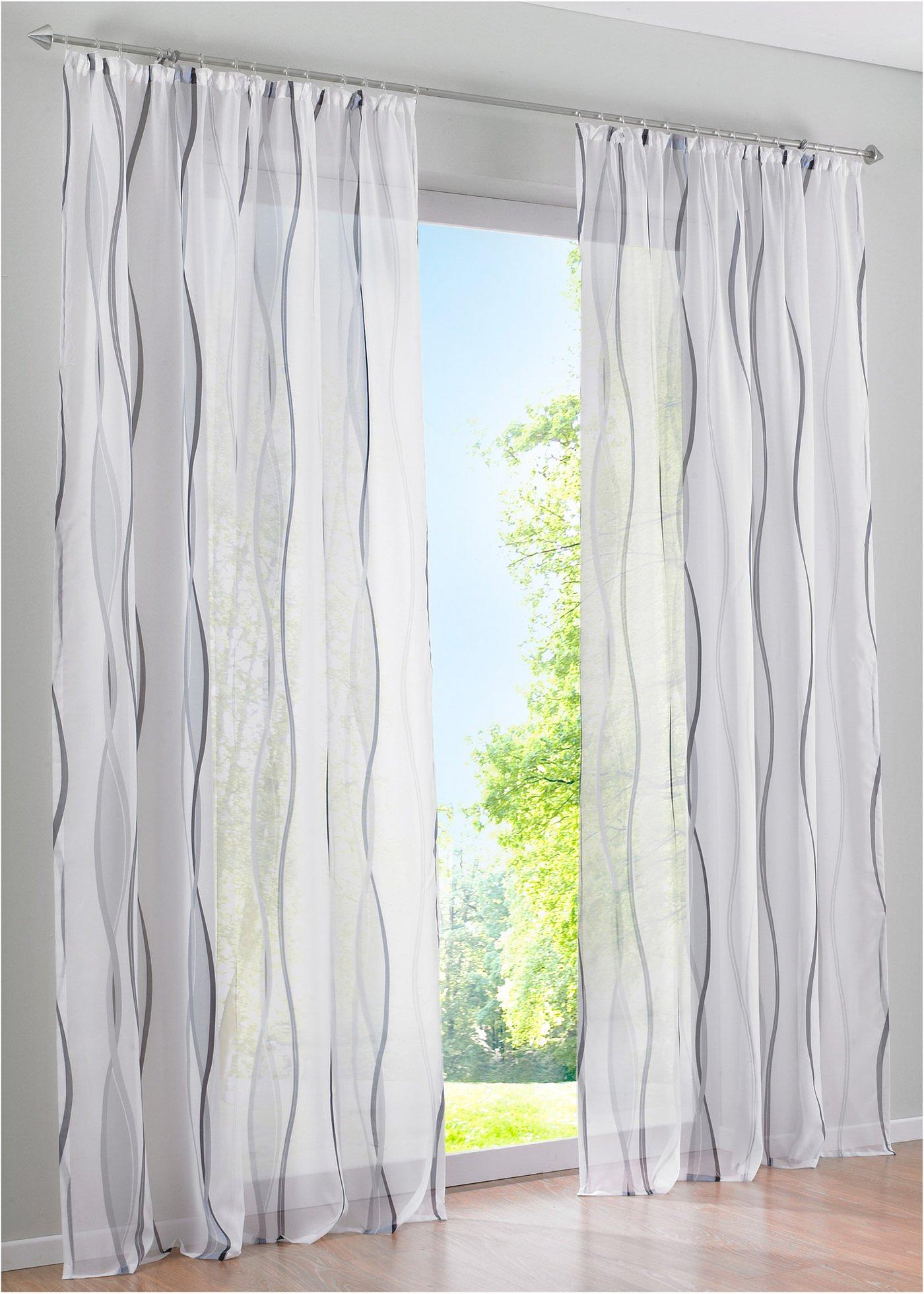 Tenda transparente in voile (pacco da 1) Bianco / grigio - bpc living