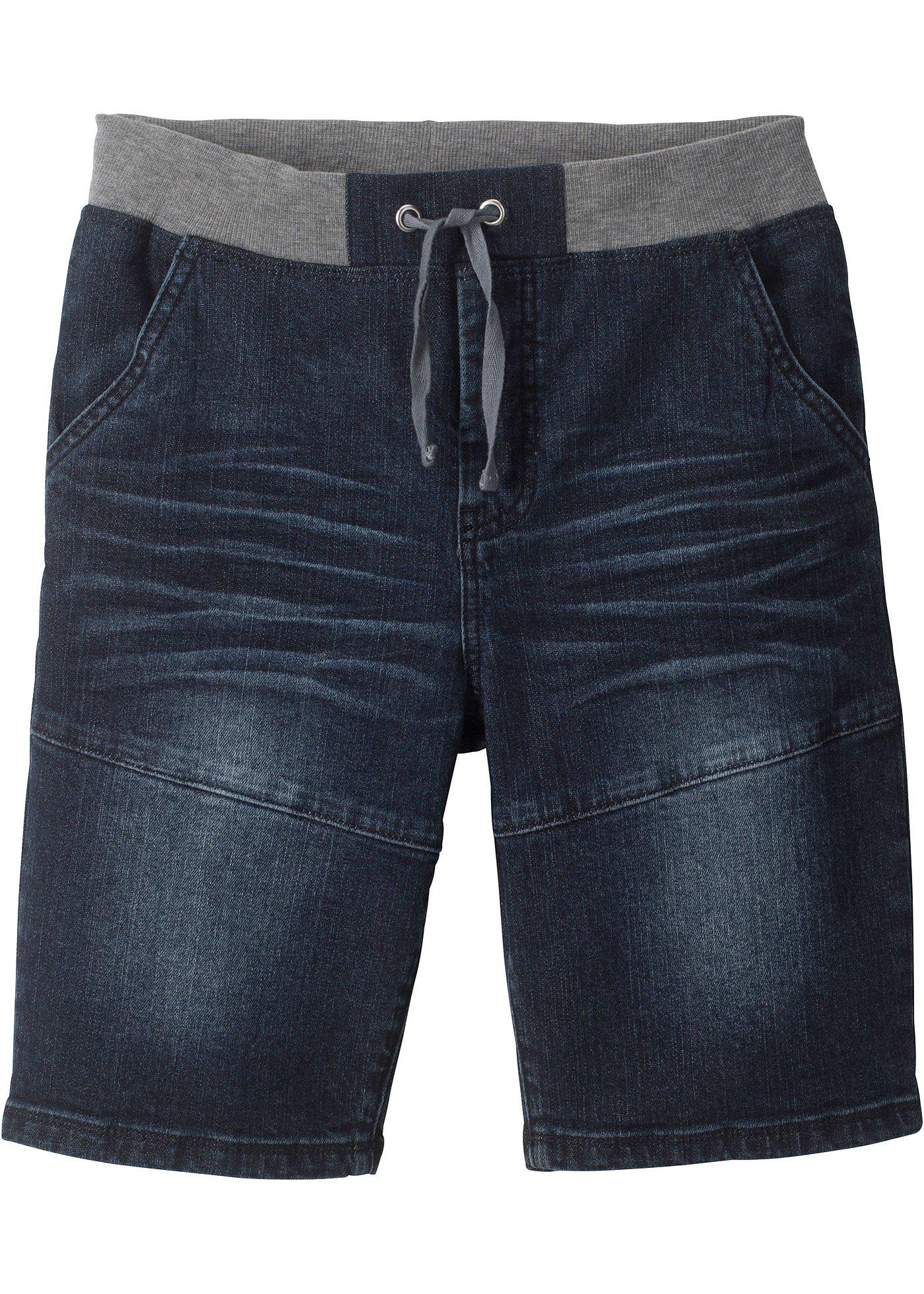 Bermuda in denim elasticizzato con elastico in vita, regular fit