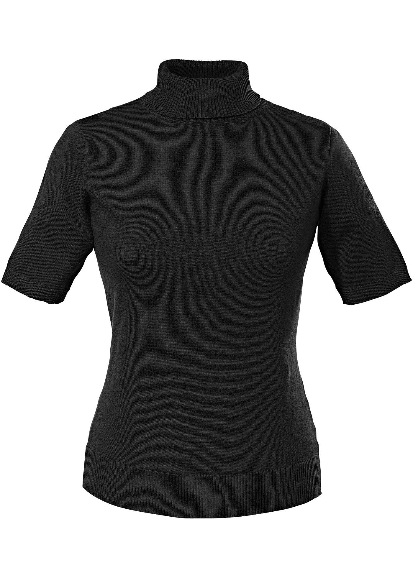 Toocool Maglione Donna Dolcevita A Maniche Corte – Basic Morbido, Taglie Forti, Vestibilità Comoda, Nero