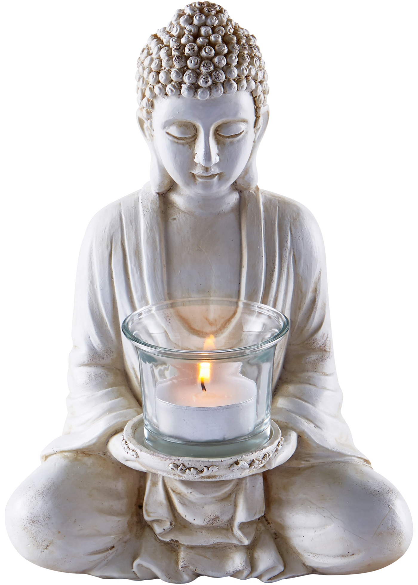 Statuetta di Buddha con portalumino (Bianco) - bpc living bonprix collection