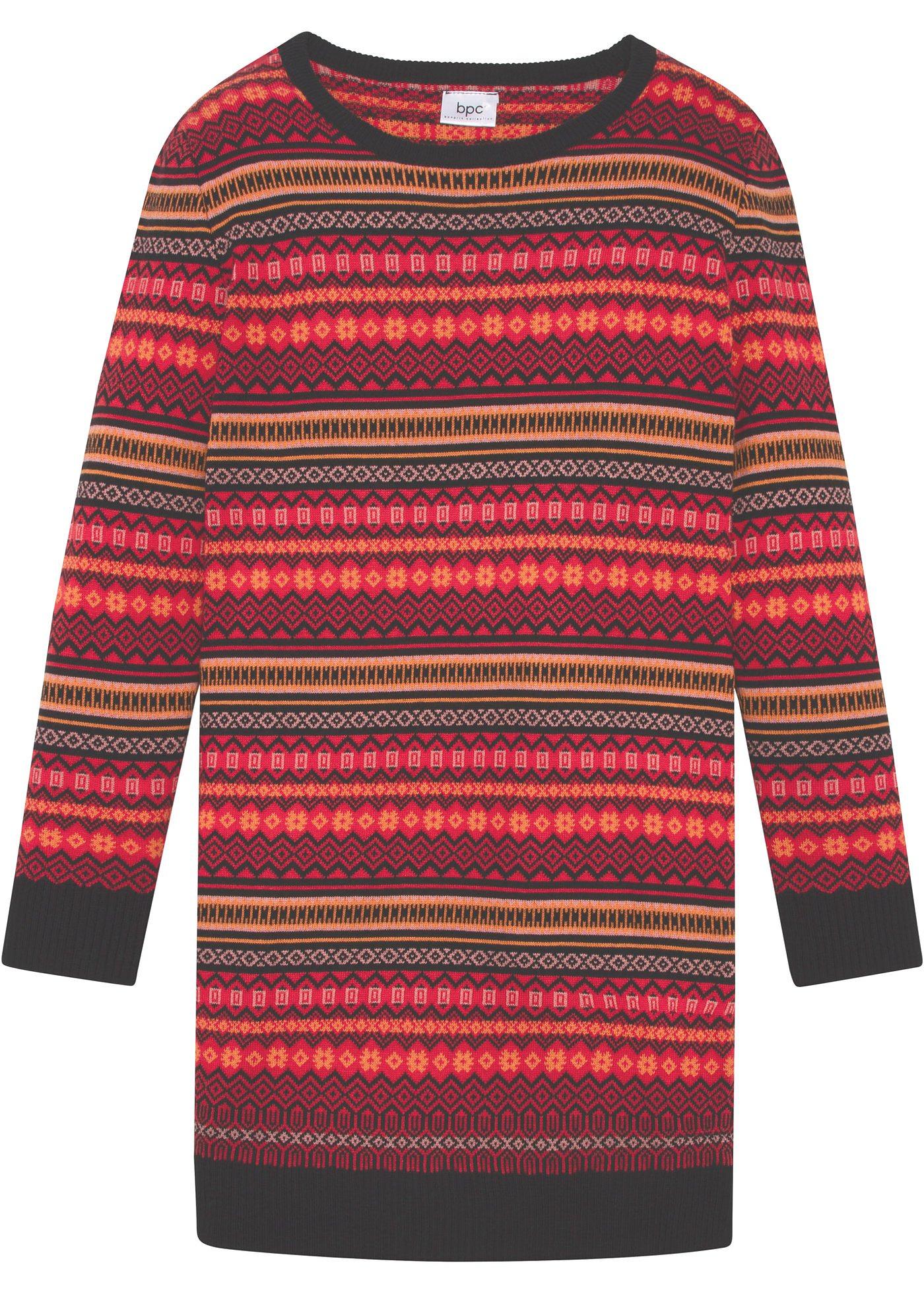 Abito in maglia con motivi norvegesi (Rosso) - bpc bonprix collection