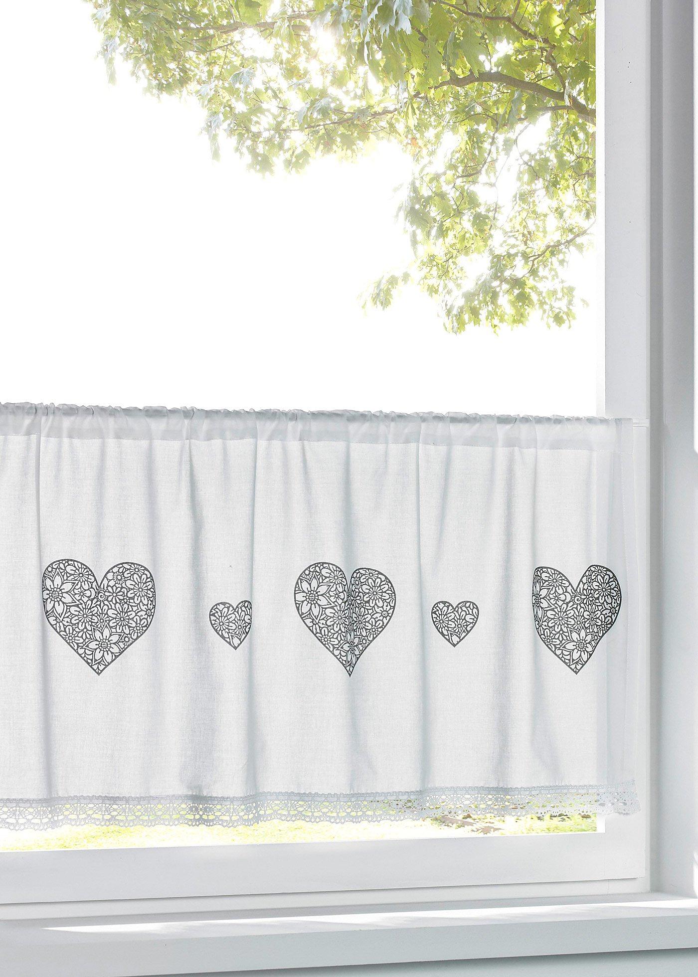 Tenda a vetro in cotone biologico con cuori