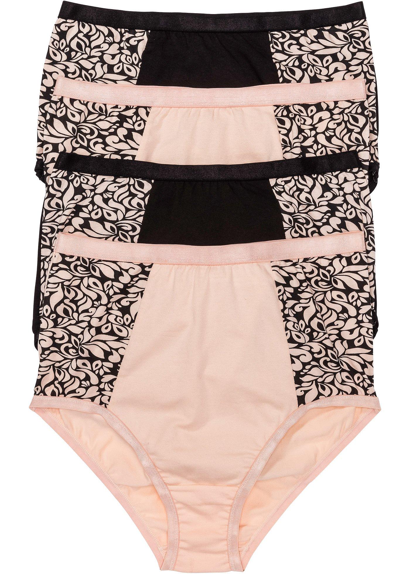 Slip a vita alta in cotone biologico (pacco da 4) Nero / beige perlato