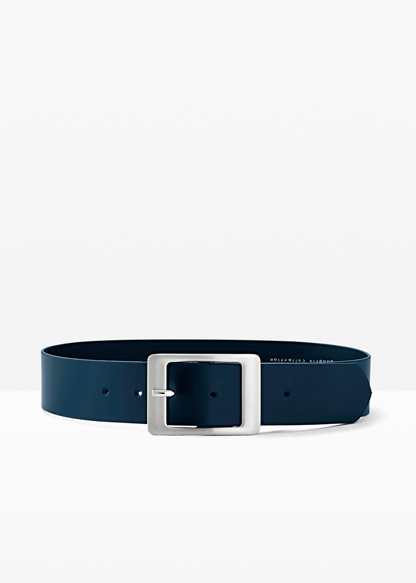 Cintura classica in cuoio Blu extra lunga | Acciaio