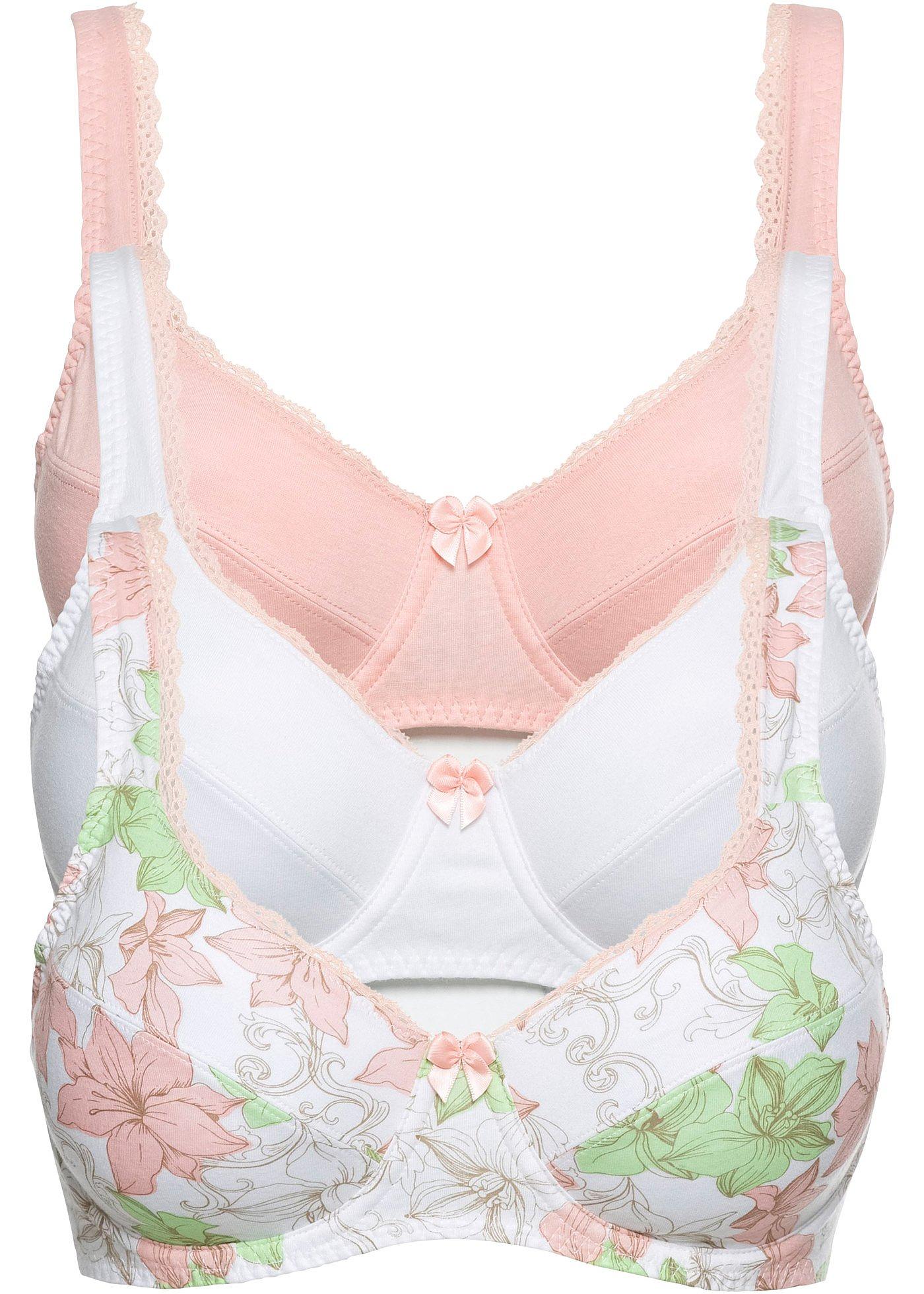 Confezione 3 Reggiseni Rhonda Shear Ahh Misto Cotone - Siena/Corallo/Rosa Beige