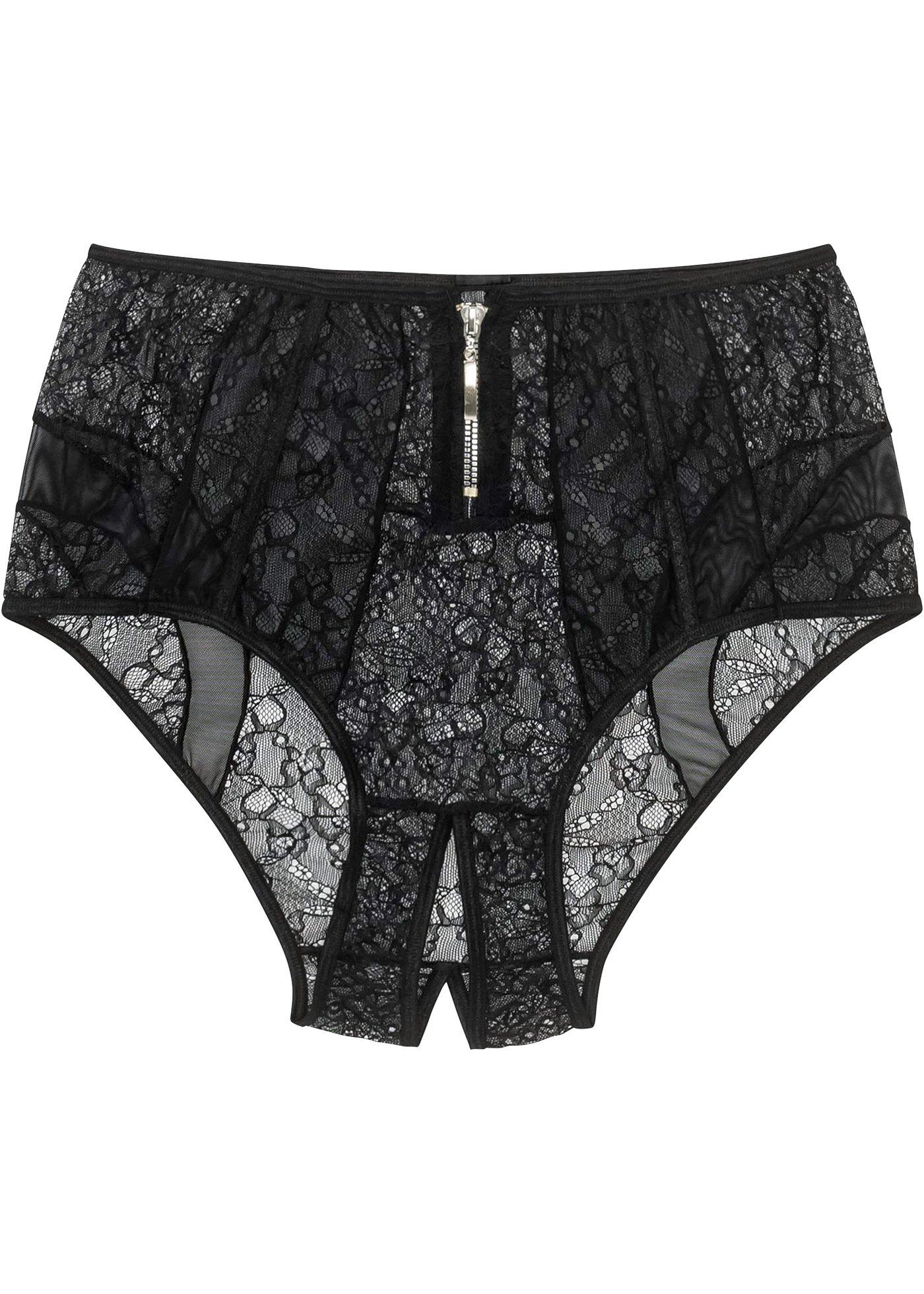 Slip seducente a vita alta con apertura Nero