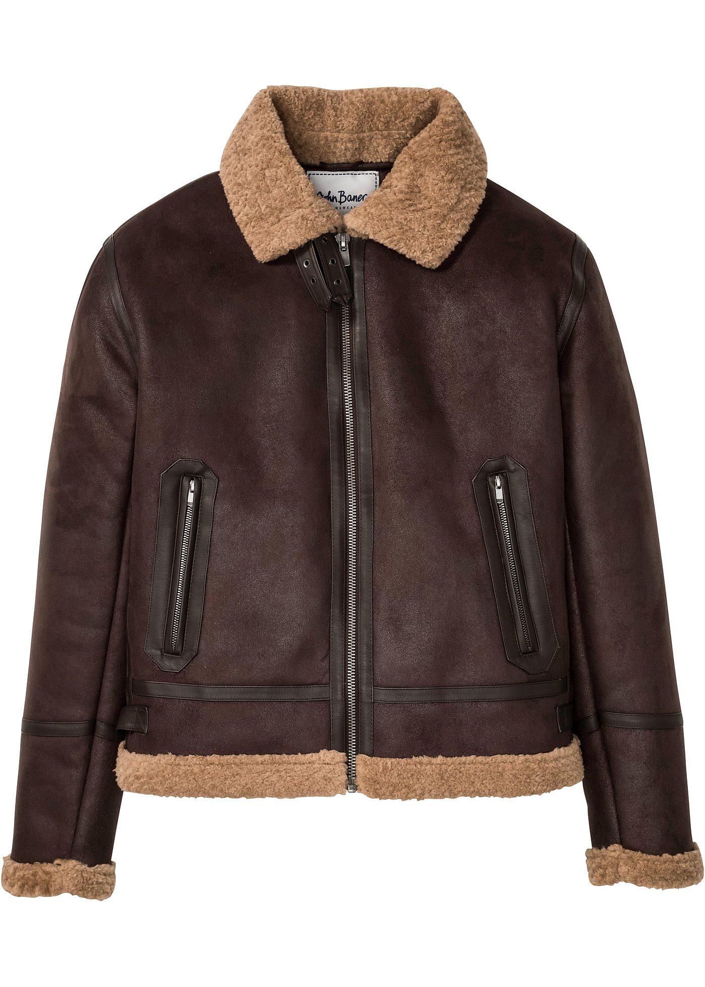 Giacca in similpelle con fodera teddy
