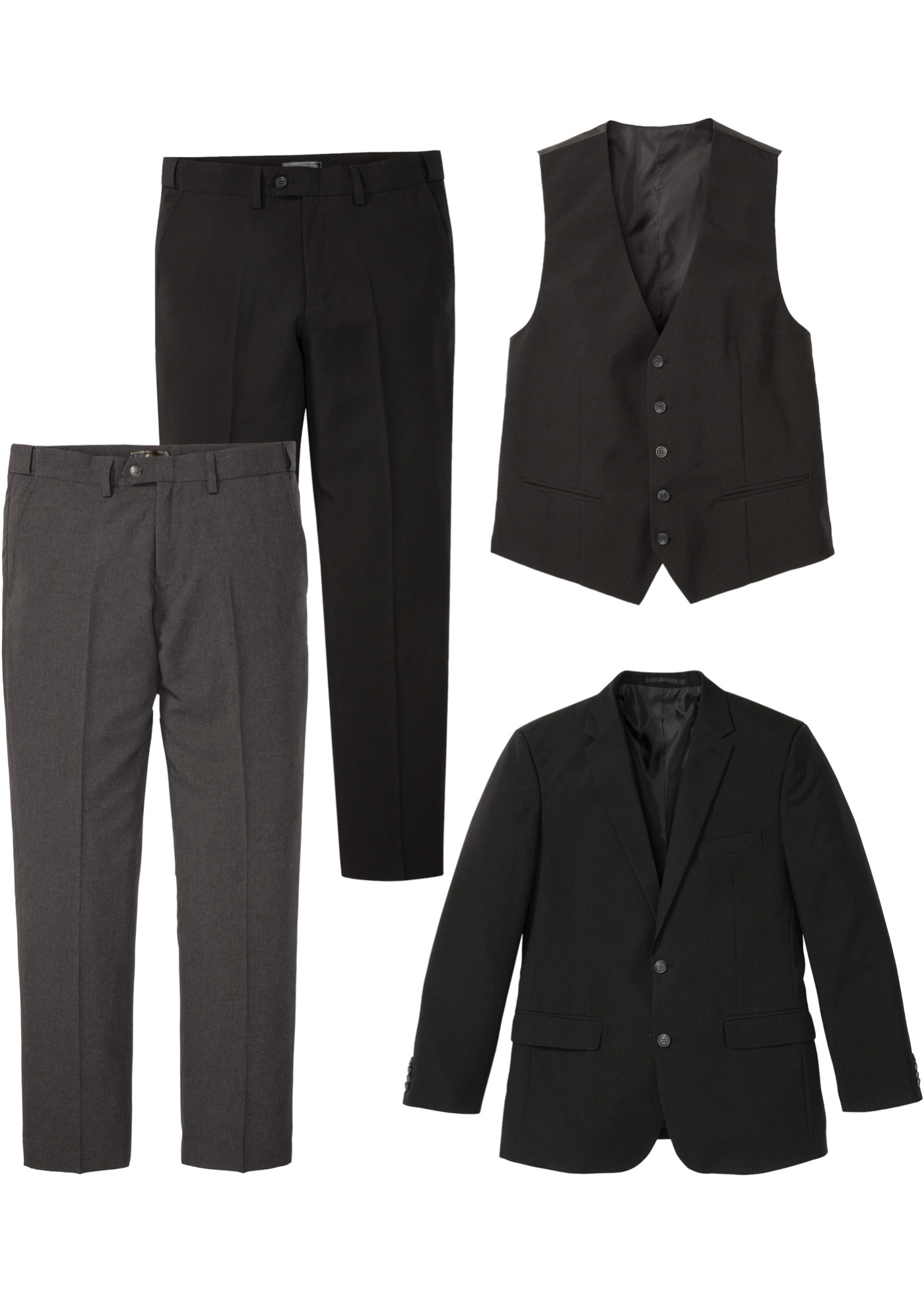 Completo (4 pezzi) giacca, gilet, 2 pantaloni (Nero) - bpc selection