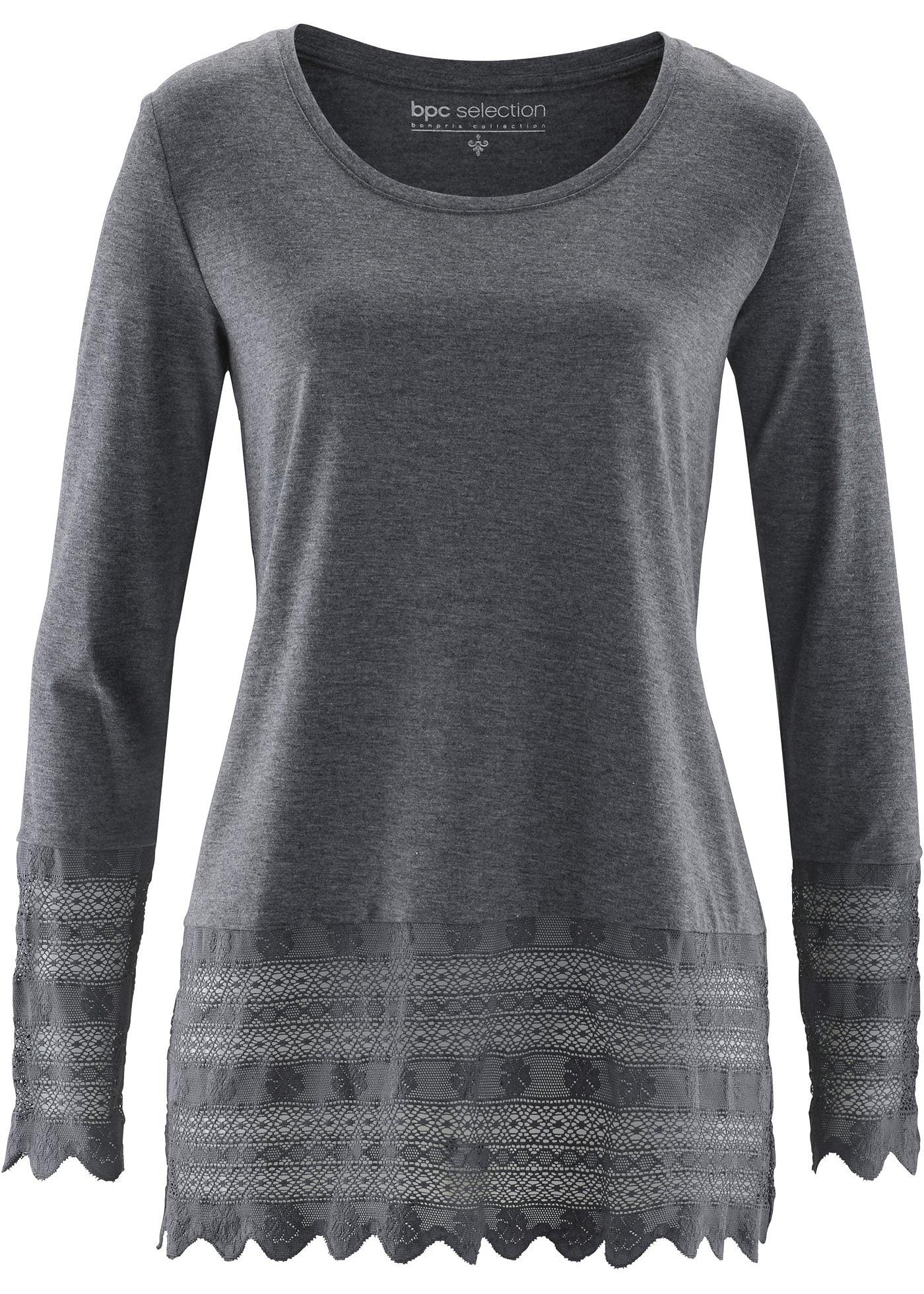 Maglia da donna a maniche lunghe in pizzo con motivo floreale, colletto alto, a maniche lunghe, trasparente, aderente, maglietta a maniche corte, bianco, L