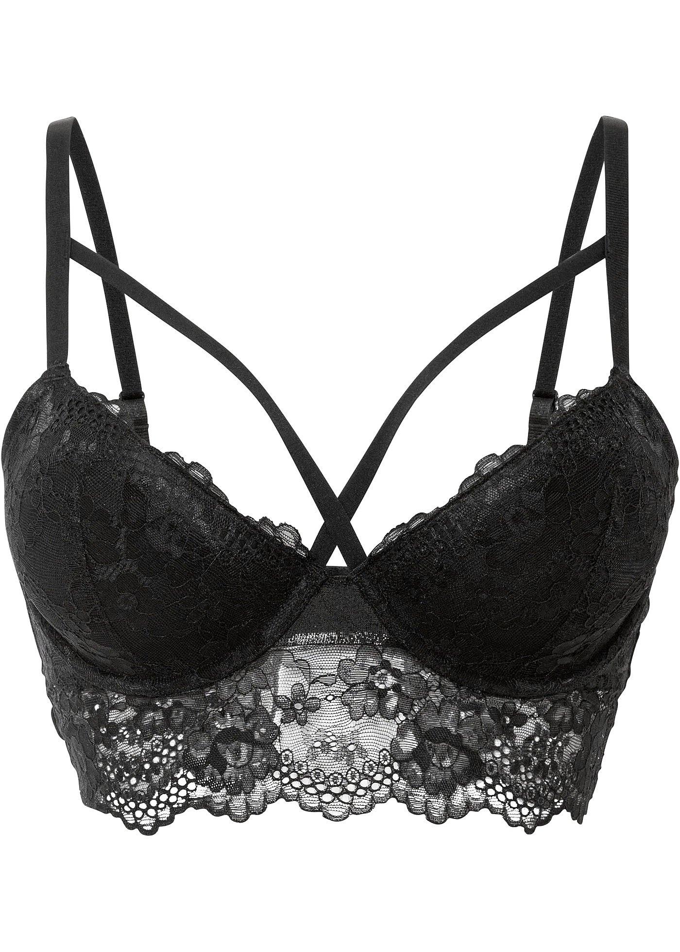 Reggiseno Sensuale Con Pizzo E Fettucce Seducenti - Nero, Coppa B