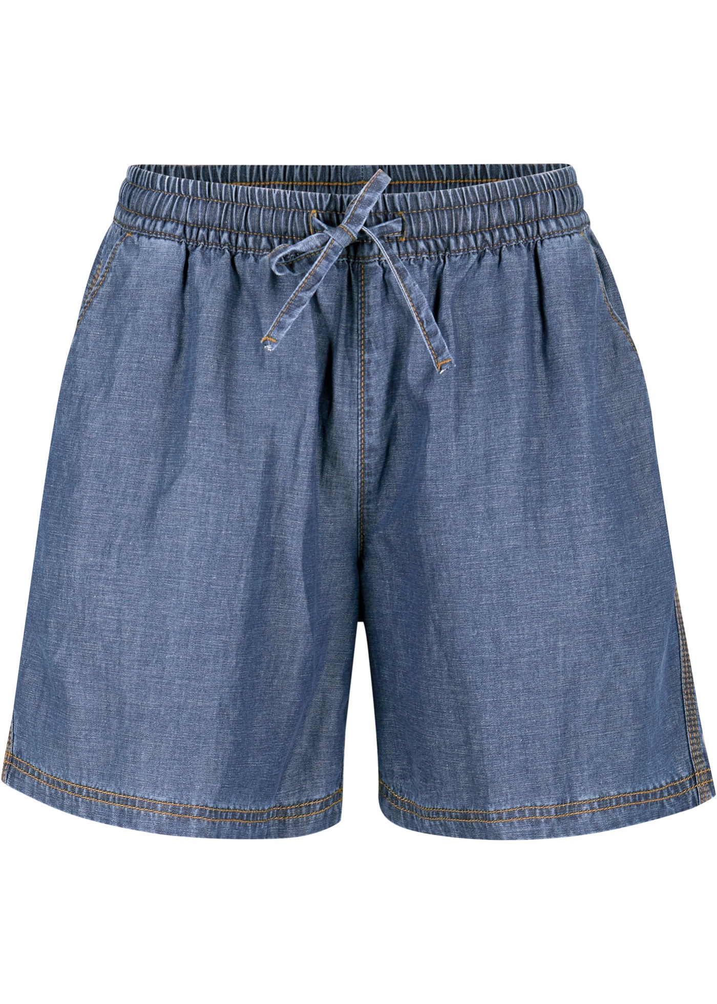Shorts in denim leggero con lino e cinta comoda, extra larghi (Blu) - bpc bonprix collection