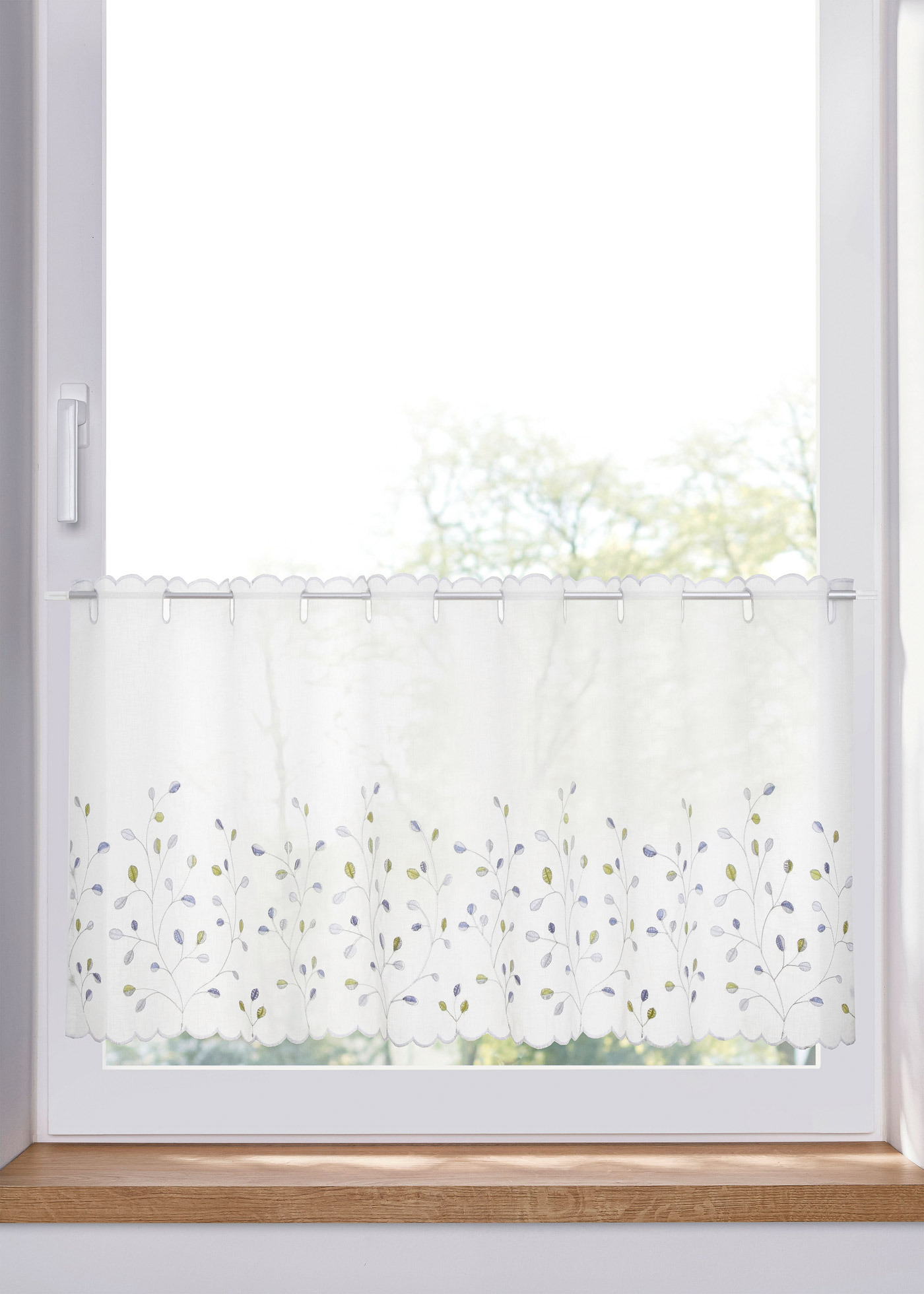 Tenda a vetro con foglie ricamate (Bianco) - bpc living bonprix collection