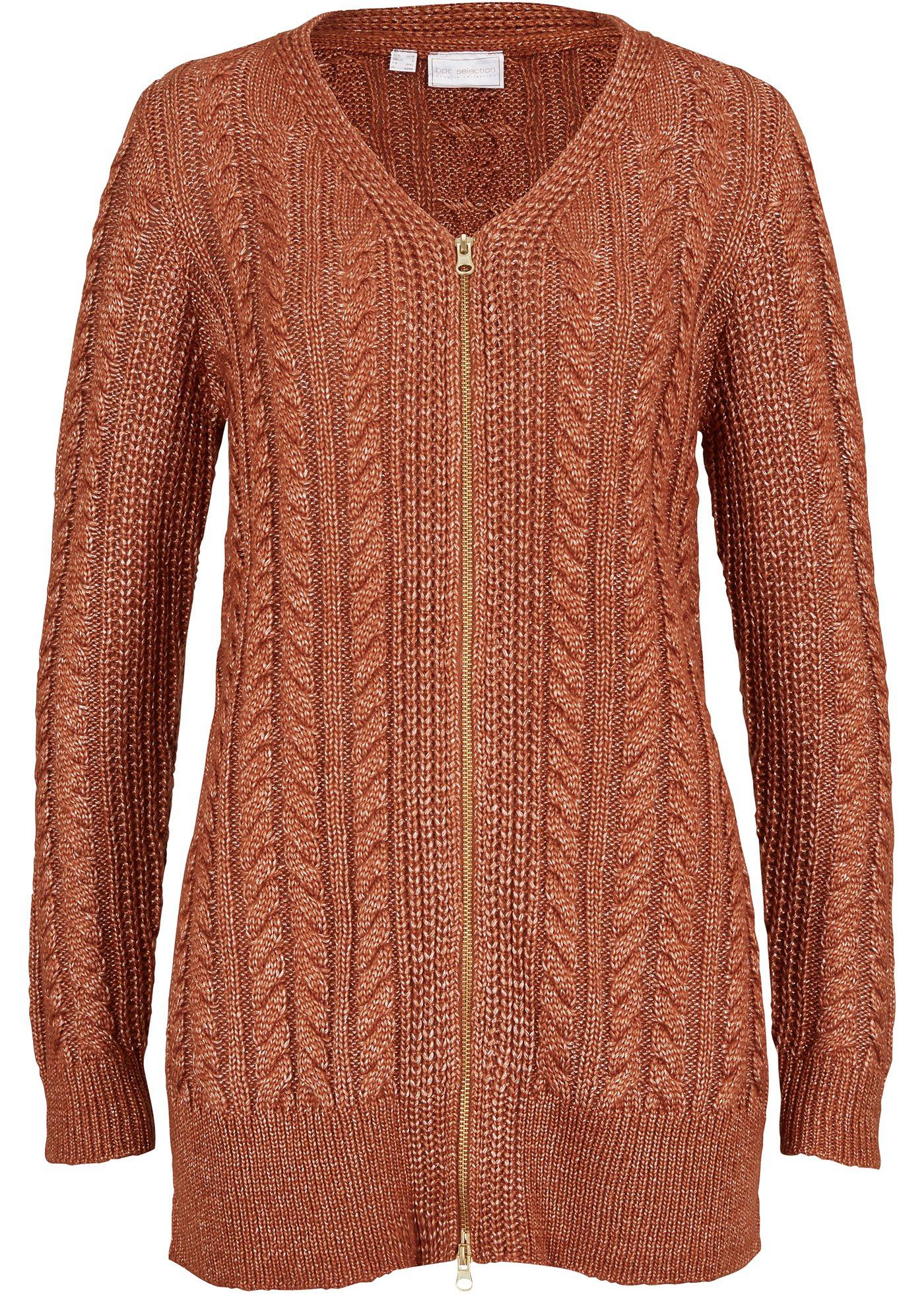 Cardigan lungo a trecce (Marrone) - bpc selection