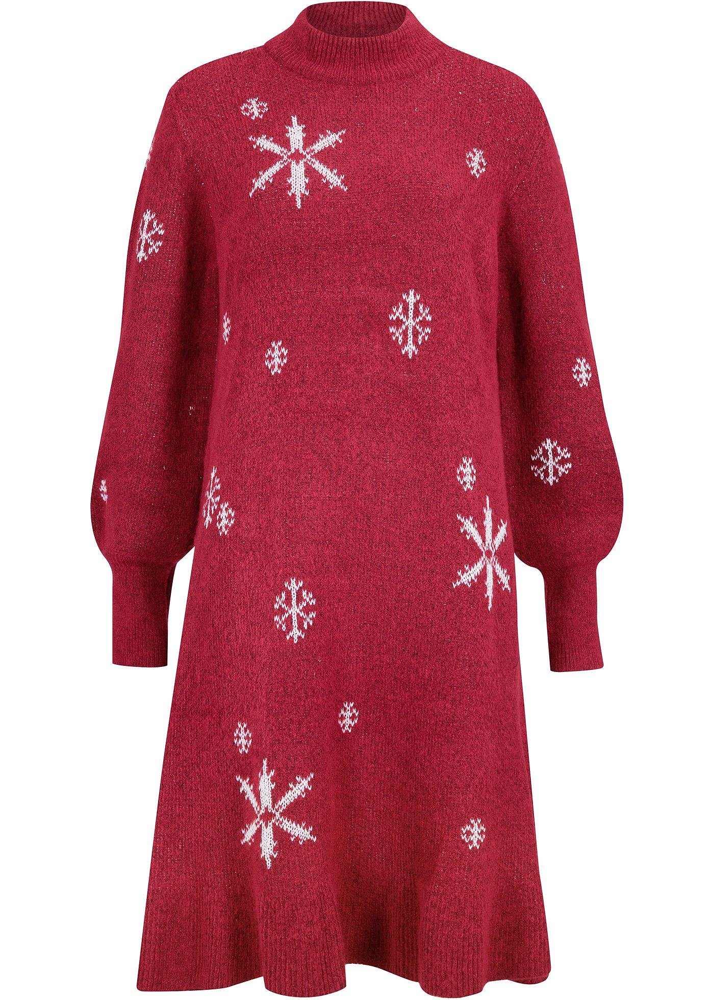 Abito in maglia con fiocchi di neve