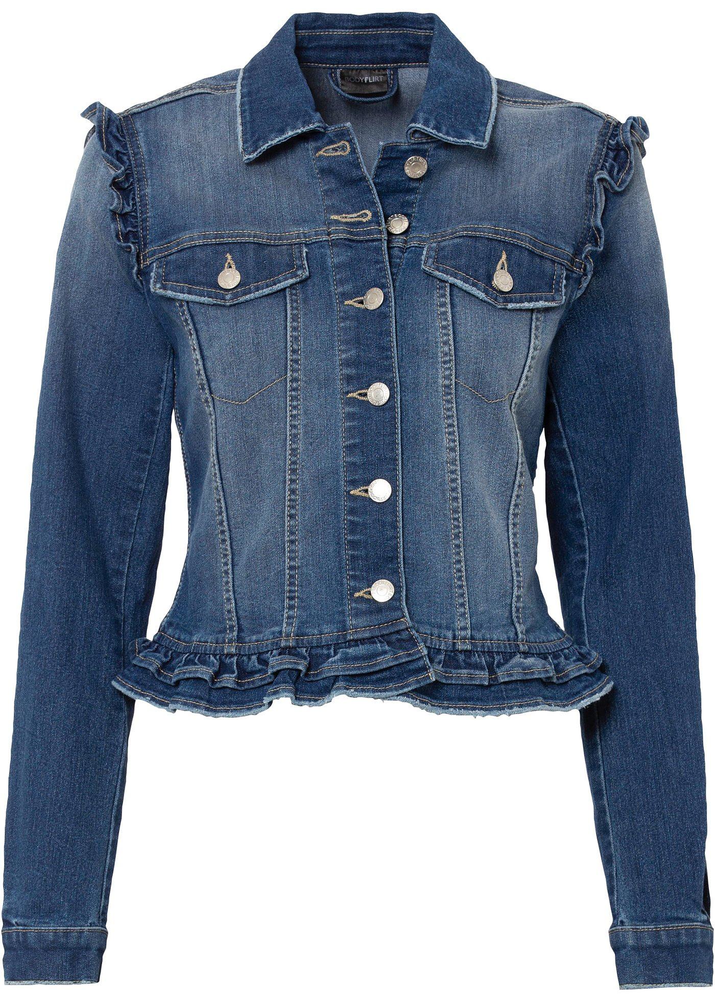 Giacca di jeans moderna con ruches alle spalle Blu denim