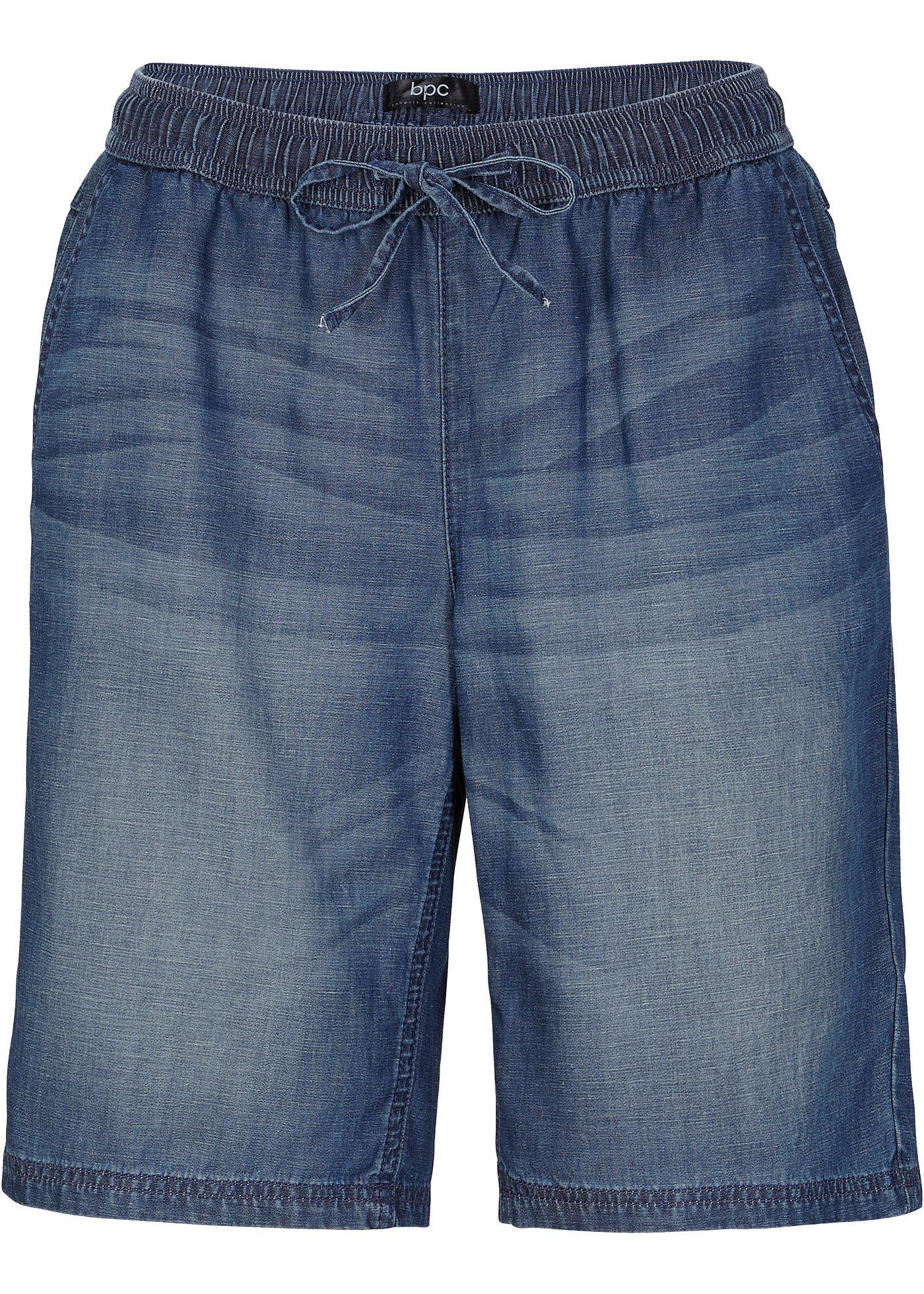 Bermuda in denim leggero di misto lino