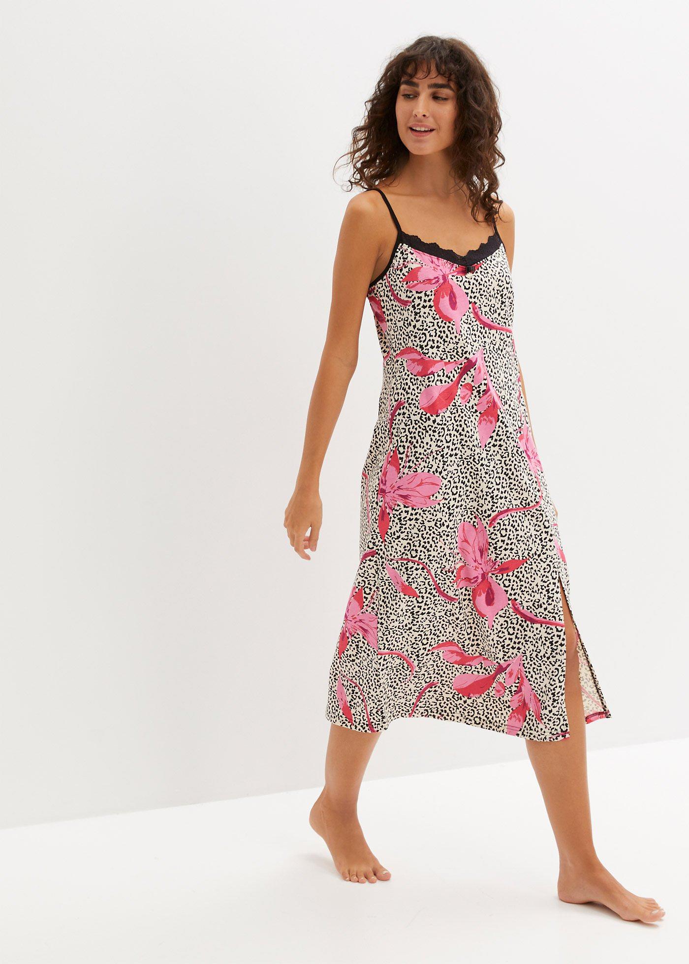 Camicia Da Notte Lunga Donna Con Zip - Cotone Comodo, Stampa Floreale, Tasche (Taglie S-XXL) - Foto 4