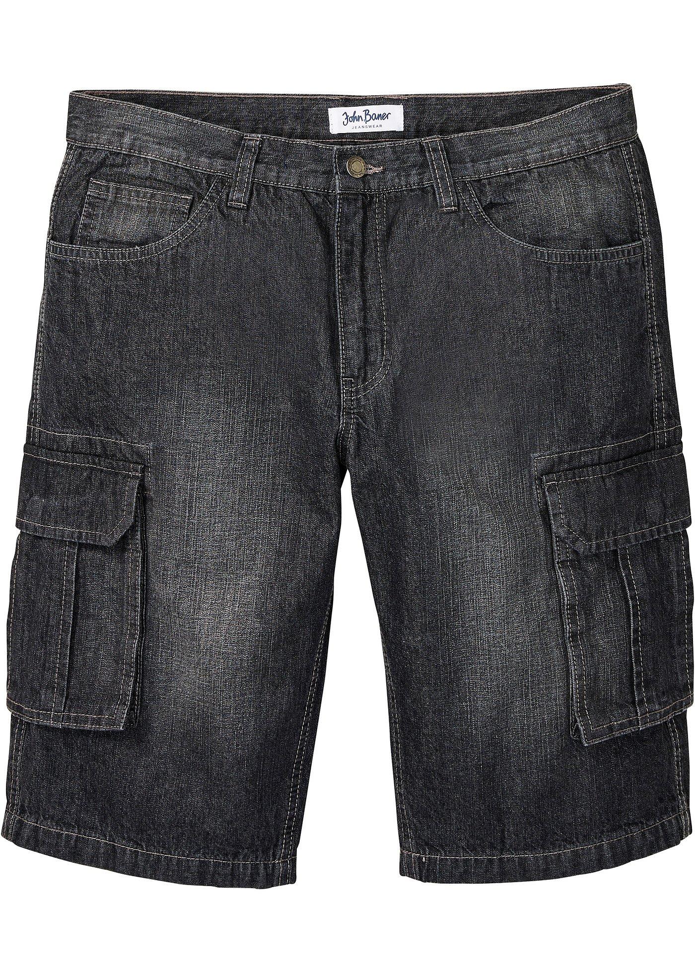 Bermuda cargo lunghi in jeans, relaxed fit