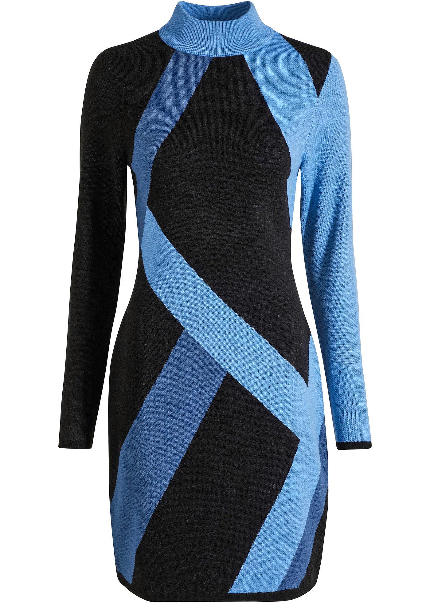 Abito in maglia jacquard con righe moderne