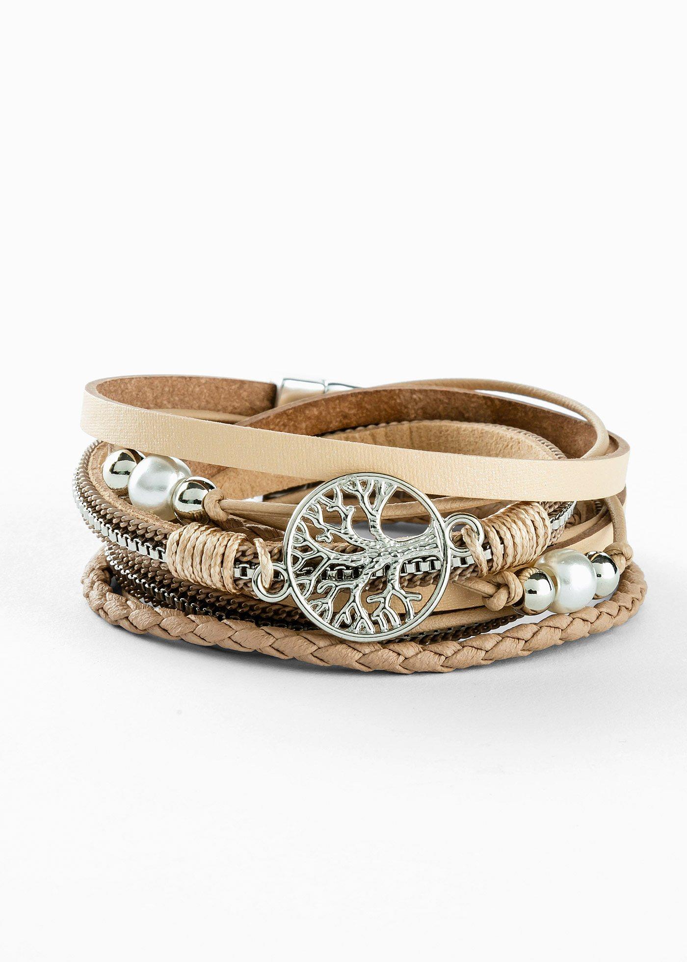 Bracciale avvolgente con ciondolo a forma di albero della vita