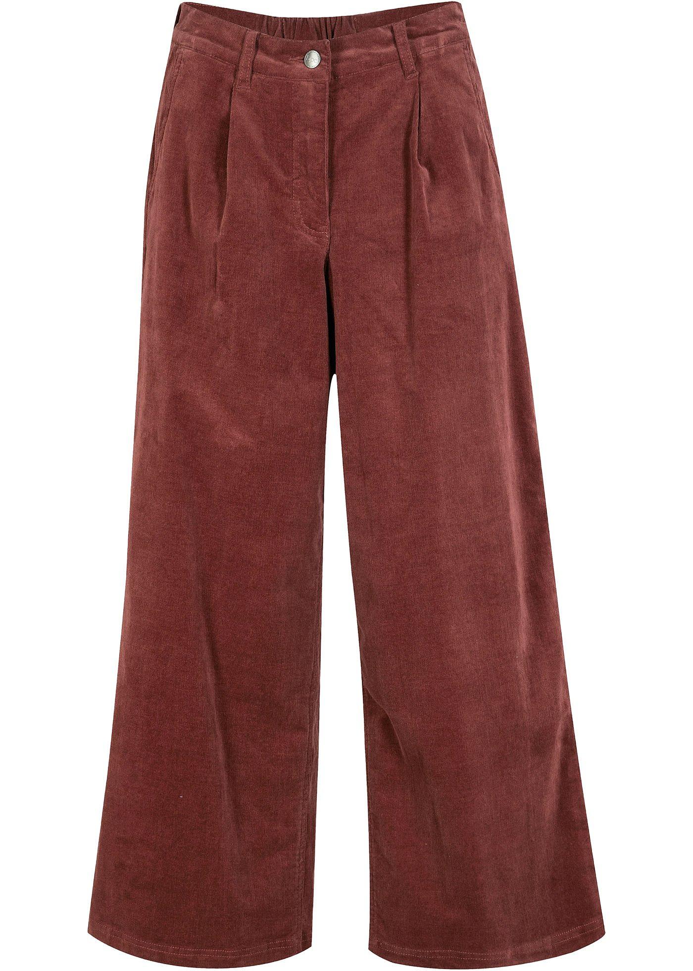 Pantaloni culotte cropped di velluto elasticizzato con cinta comoda, vita alta