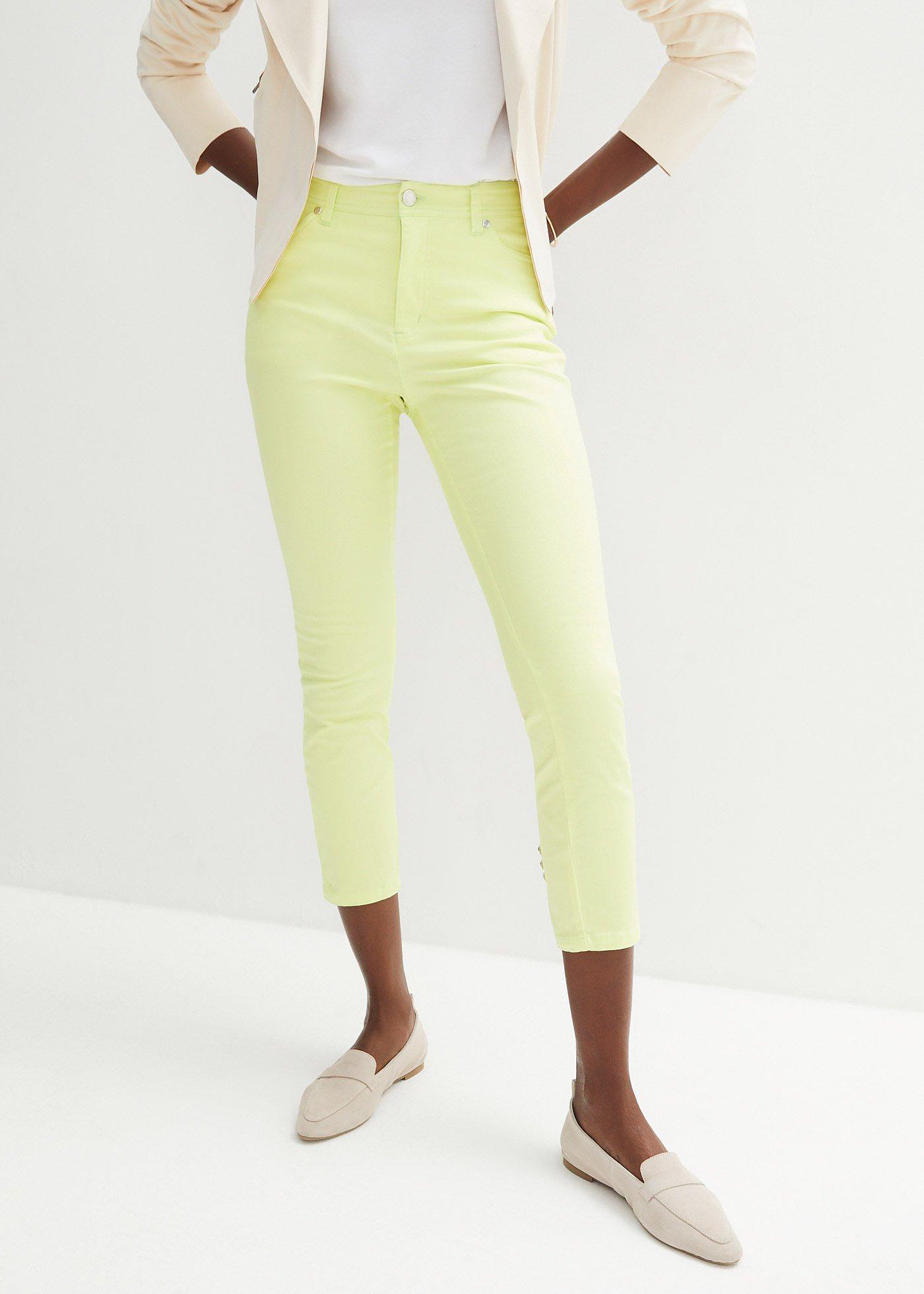 Pantaloni Cropped Elasticizzati E Aderenti Verde Lime Tenue