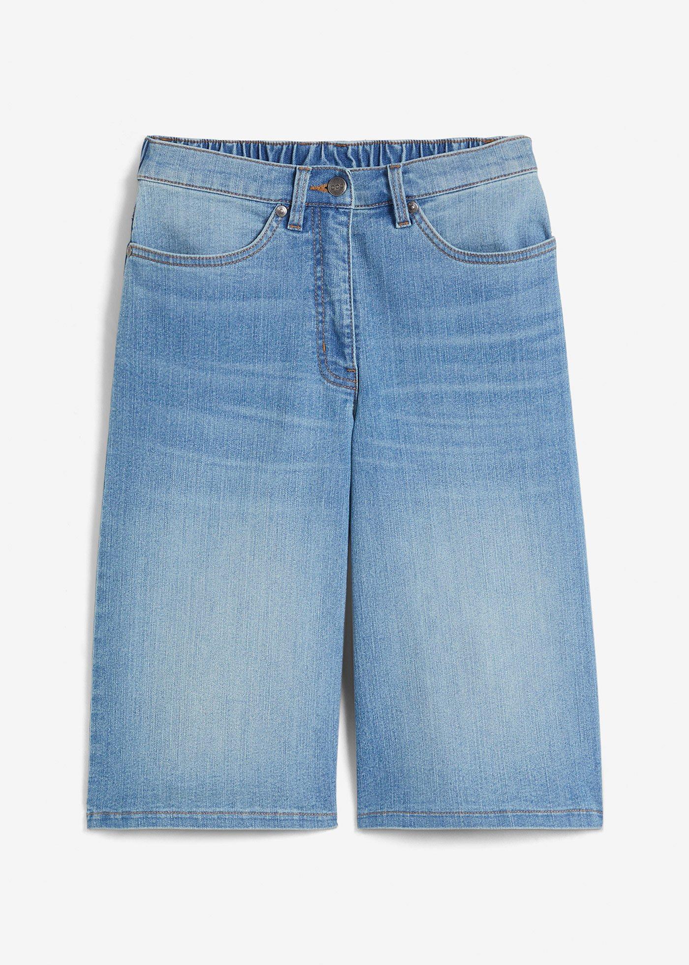 Bermuda in jeans con cinta comoda, vita alta