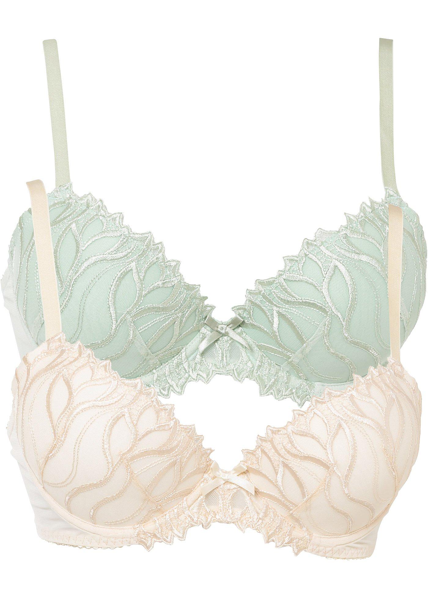 Reggiseno con coppe preformate e ricamo delicato (pacco da 2)