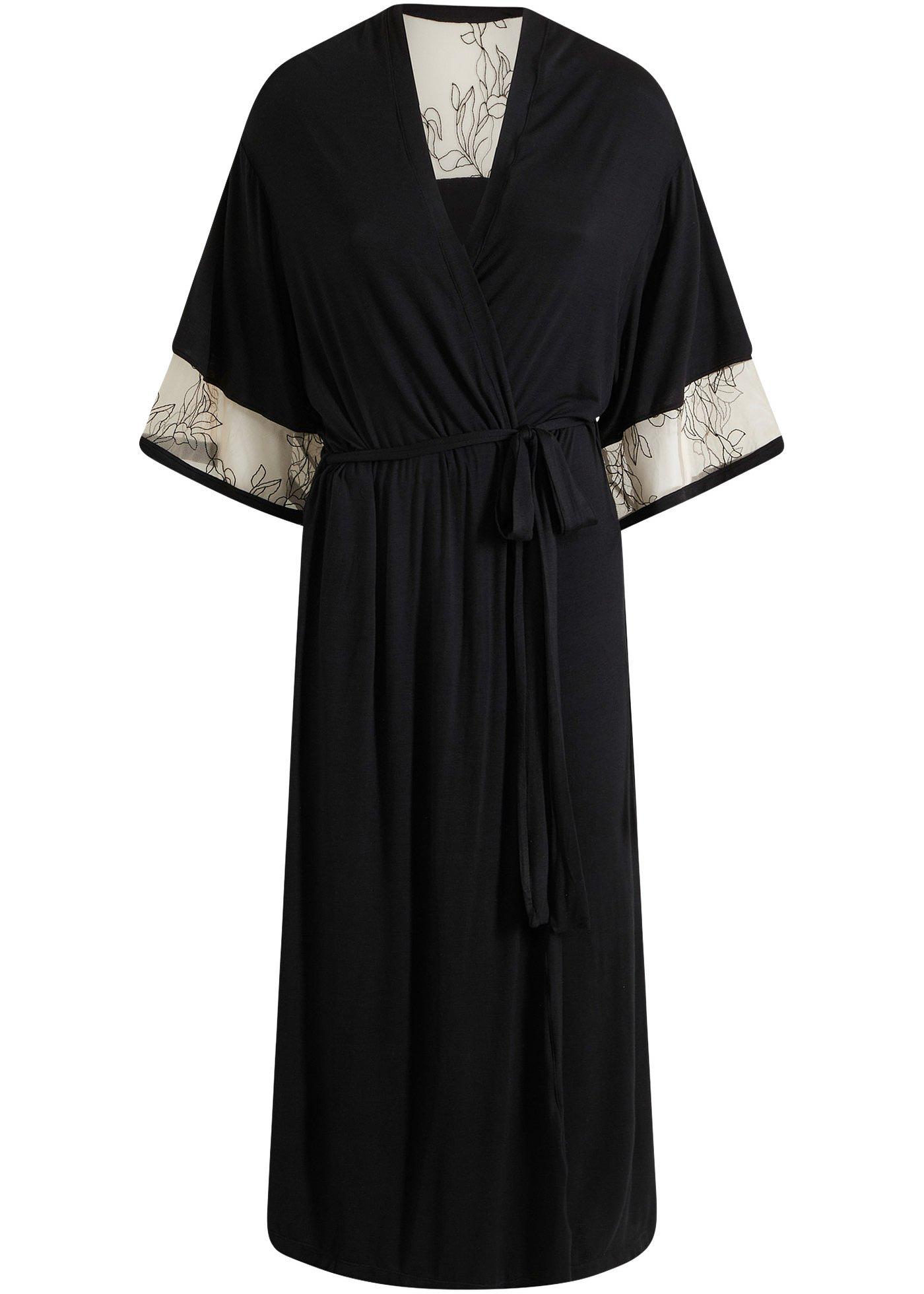 Kimono lungo in viscosa con ricami