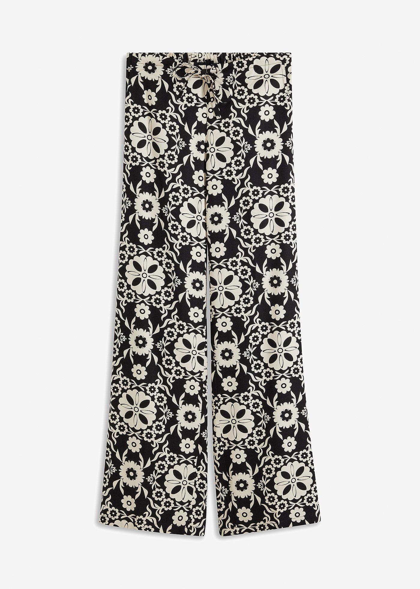 Pantaloni in viscosa fantasia con tasche