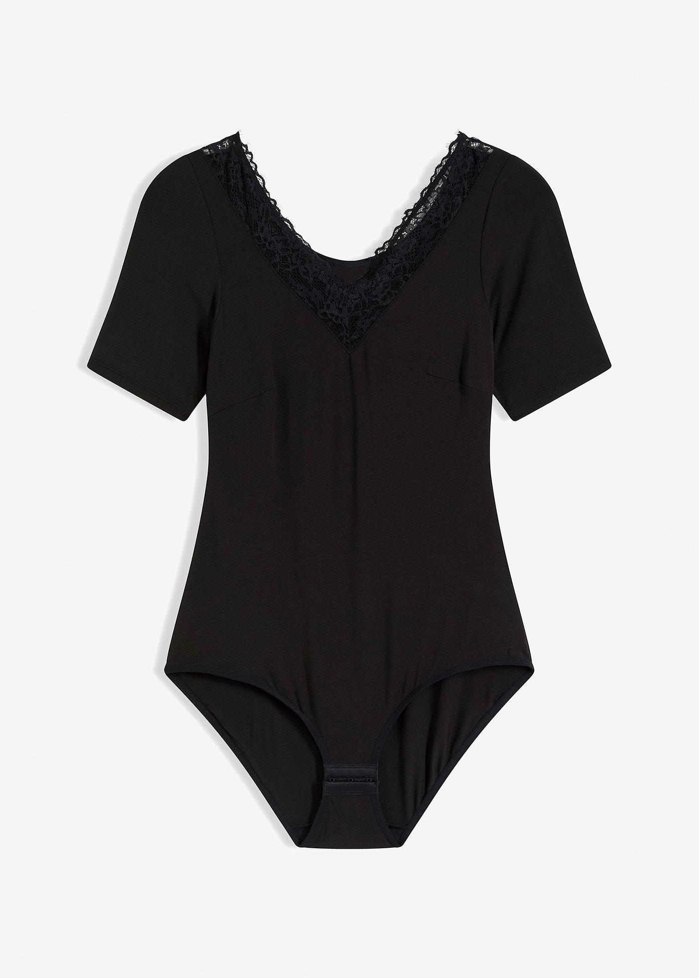 Body a mezze maniche in modal con pizzo