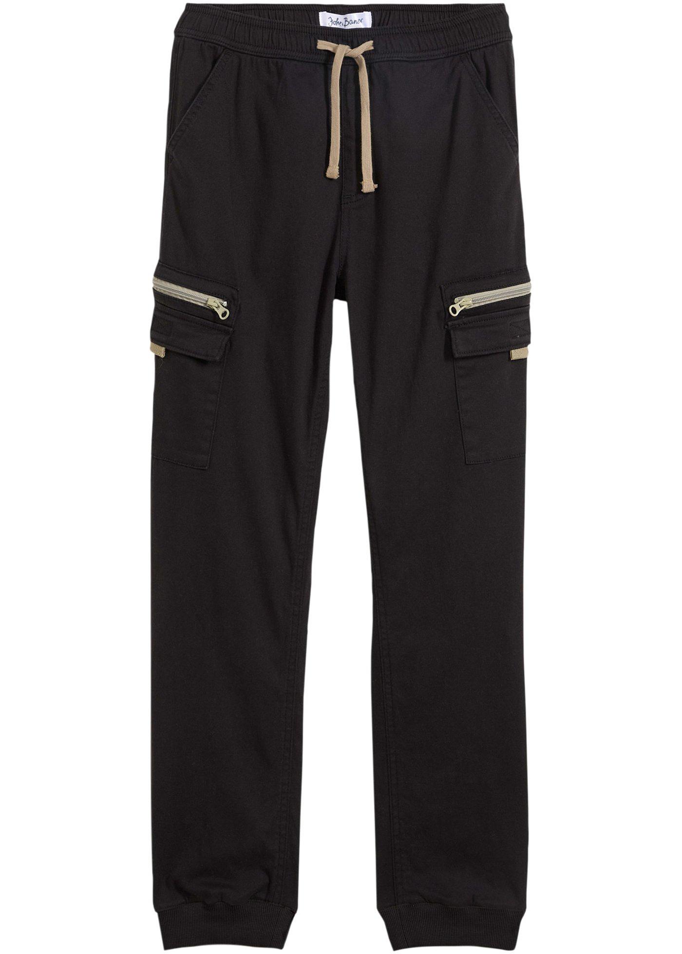 Pantaloni cargo in misto cotone elasticizzato regular fit, straight