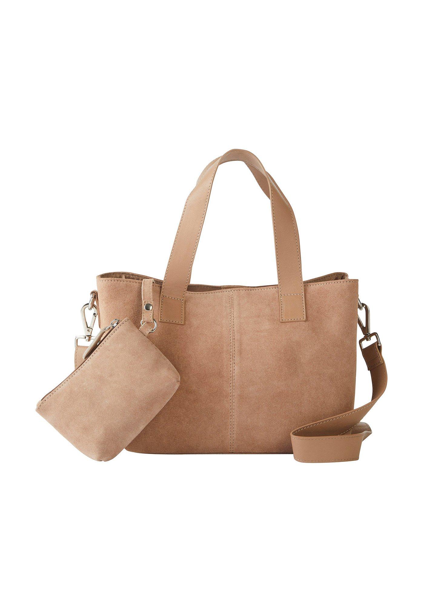Borsa a mano in pelle scamosciata
