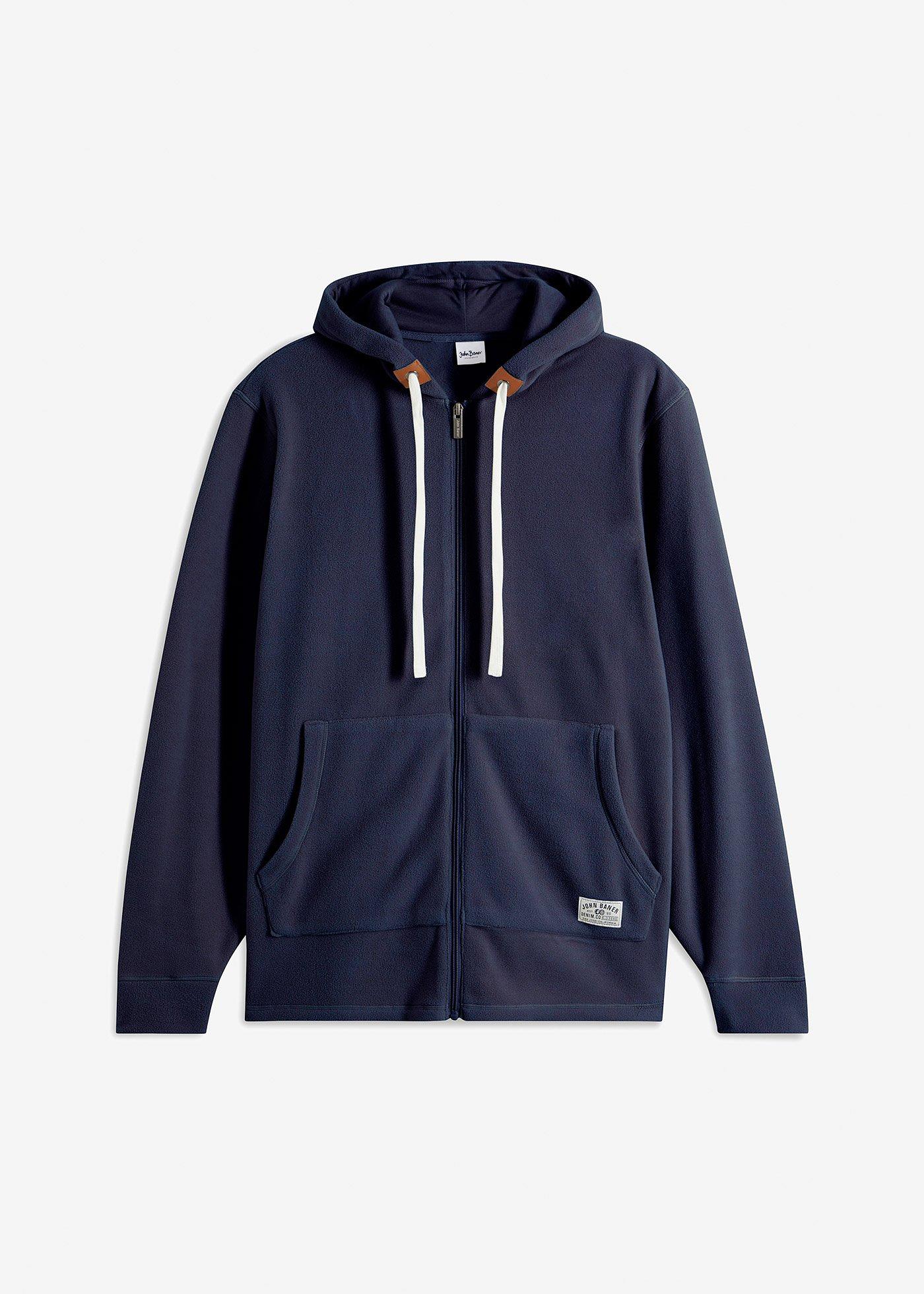 Giacca in pile con cappuccio e tasche applicate