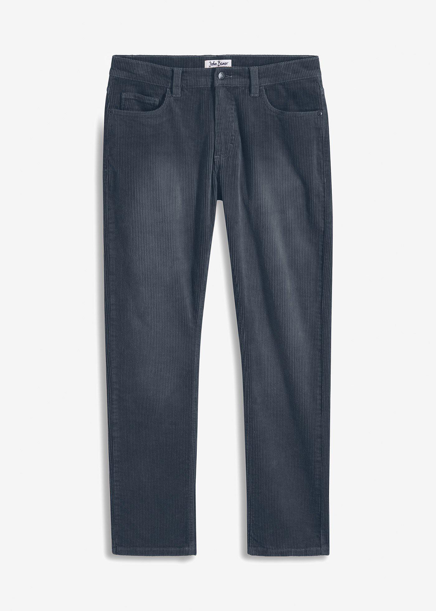 Pantaloni di velluto a coste elasticizzato effetto lavato regular fit, straight