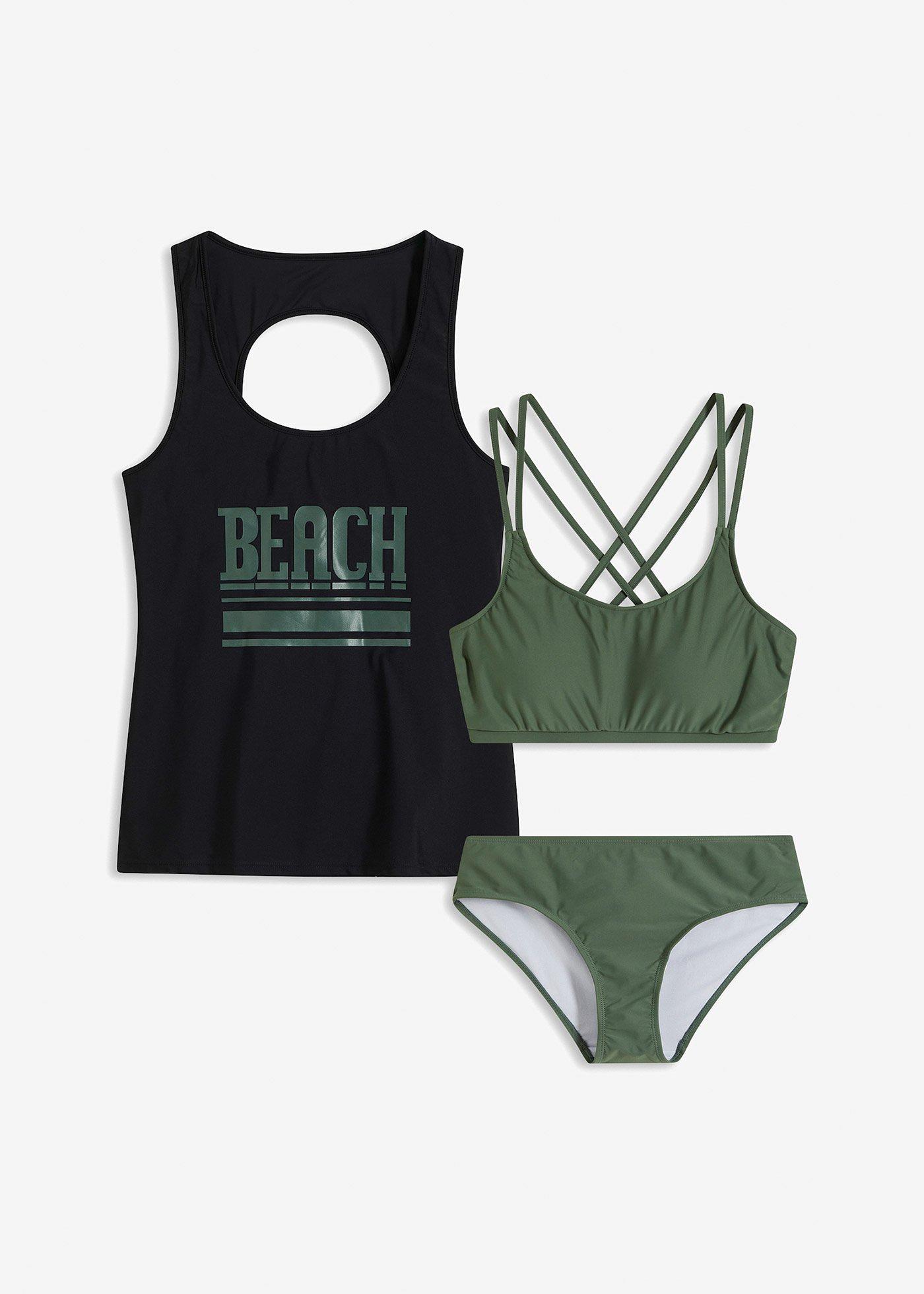 Tankini e reggiseno bustier (set 3 pezzi)