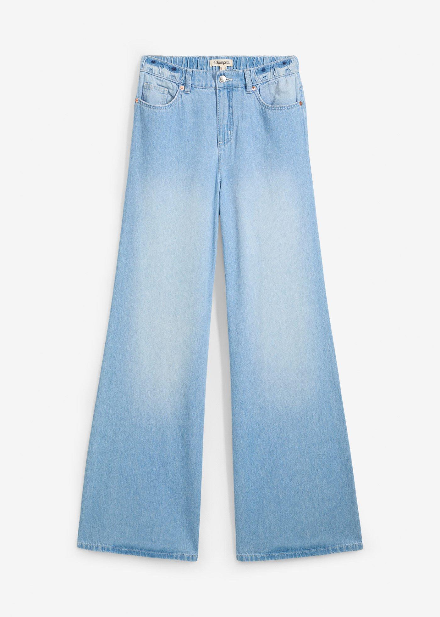 Jeans wide leg con cinta comoda, vita alta