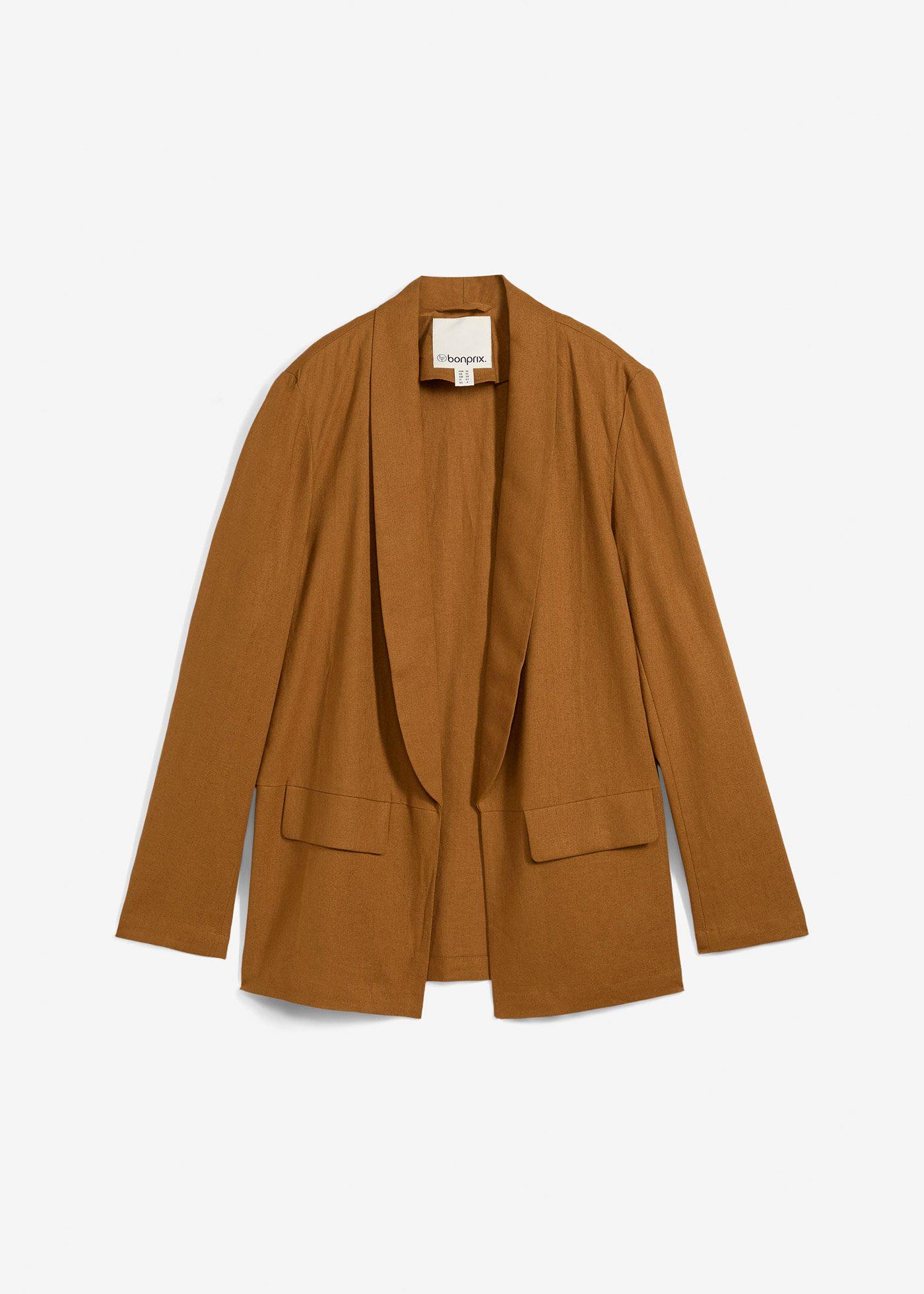 Blazer ampio in misto lino e viscosa