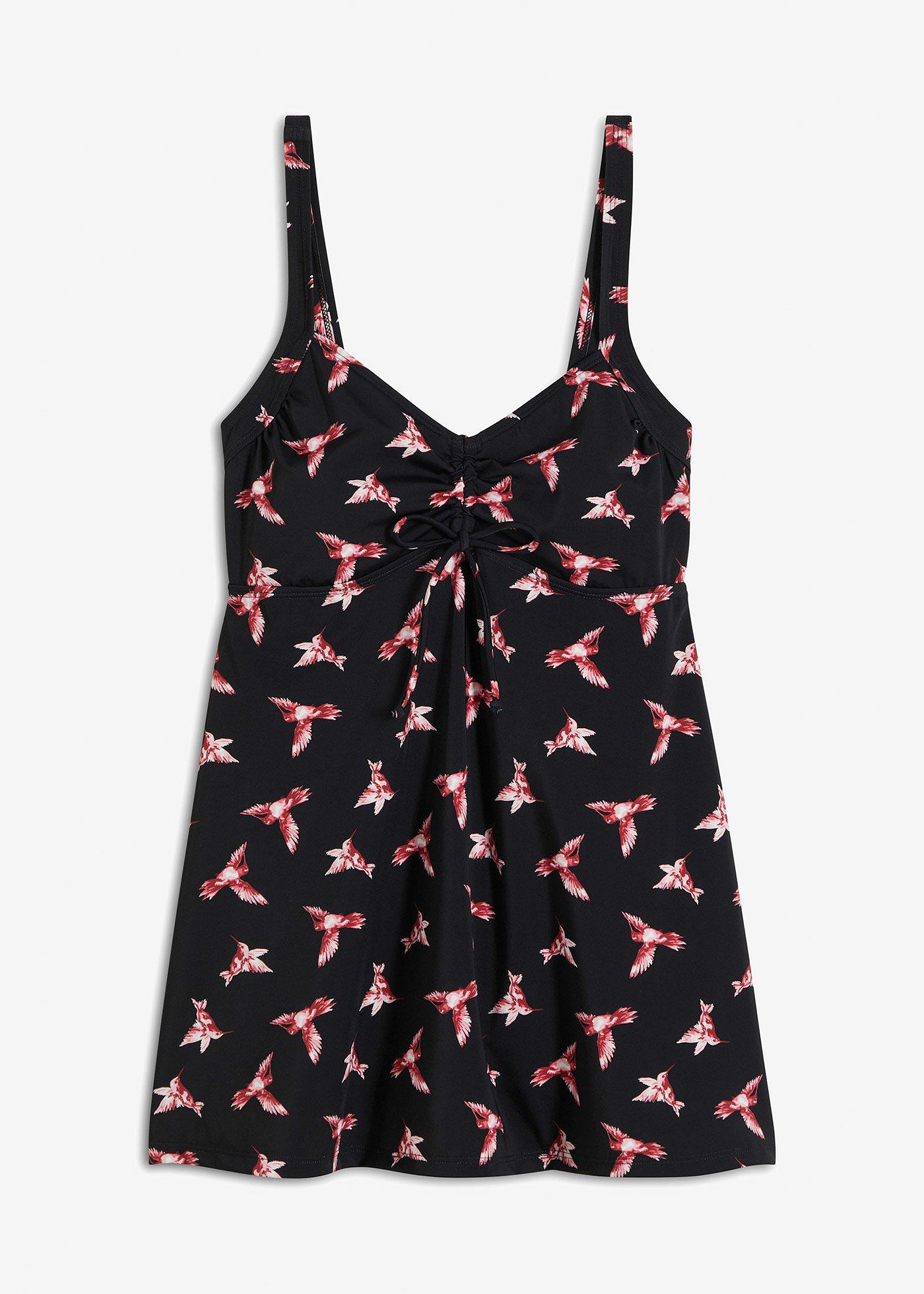 Top lungo per tankini con arricciatura
