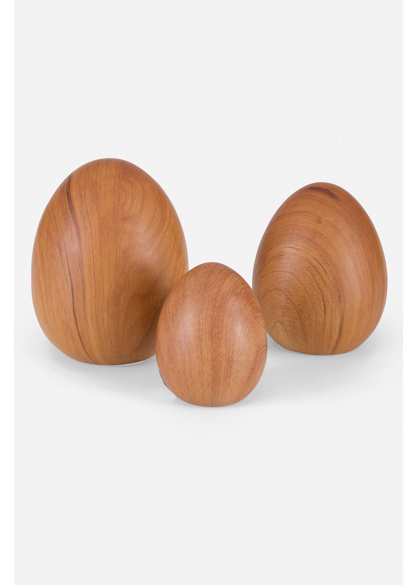 Soprammobile uova di Pasqua simil legno (set 3 pezzi)