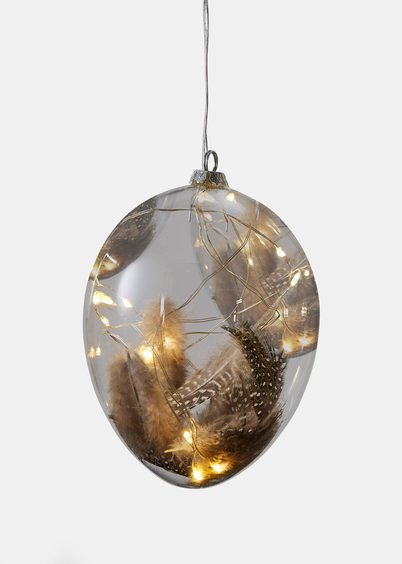 Soprammobile LED uovo con piume