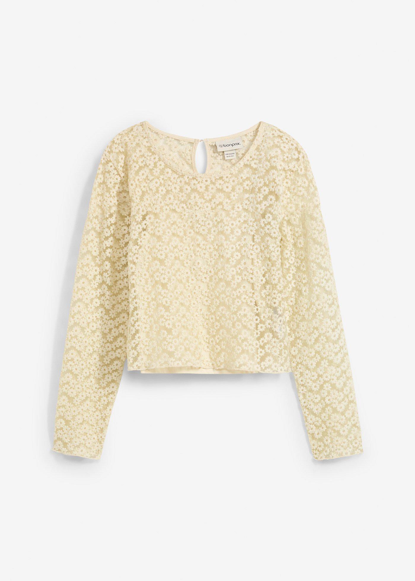 Maglia in pizzo con top in jersey (set 2 pezzi)