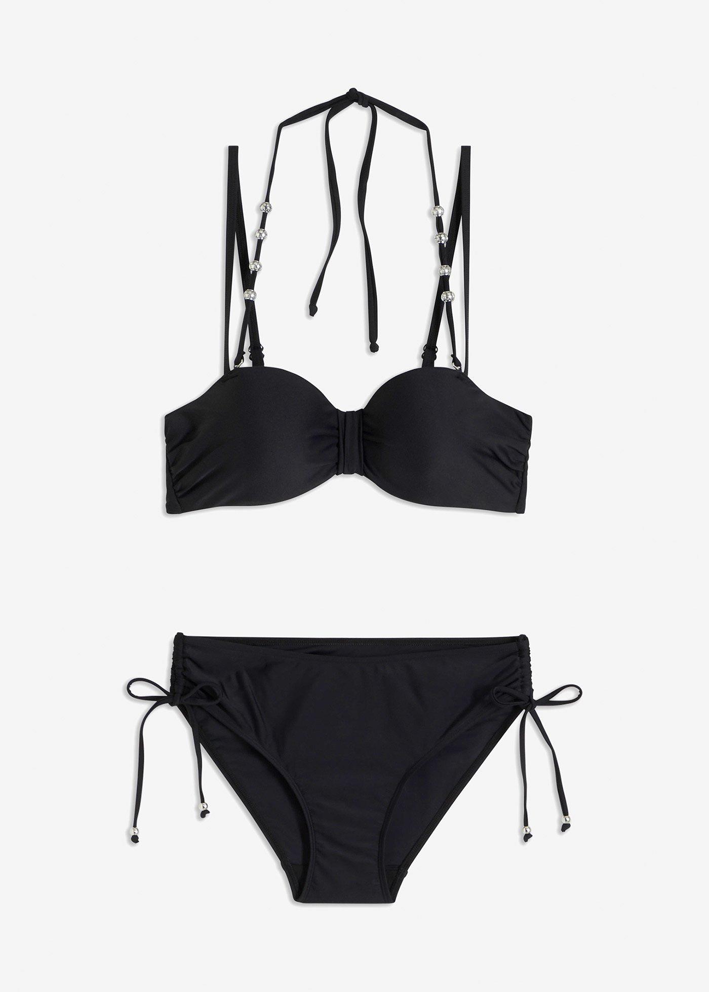Bikini a balconcino con spalline aggiuntive da legare al collo (set 2 pezzi)