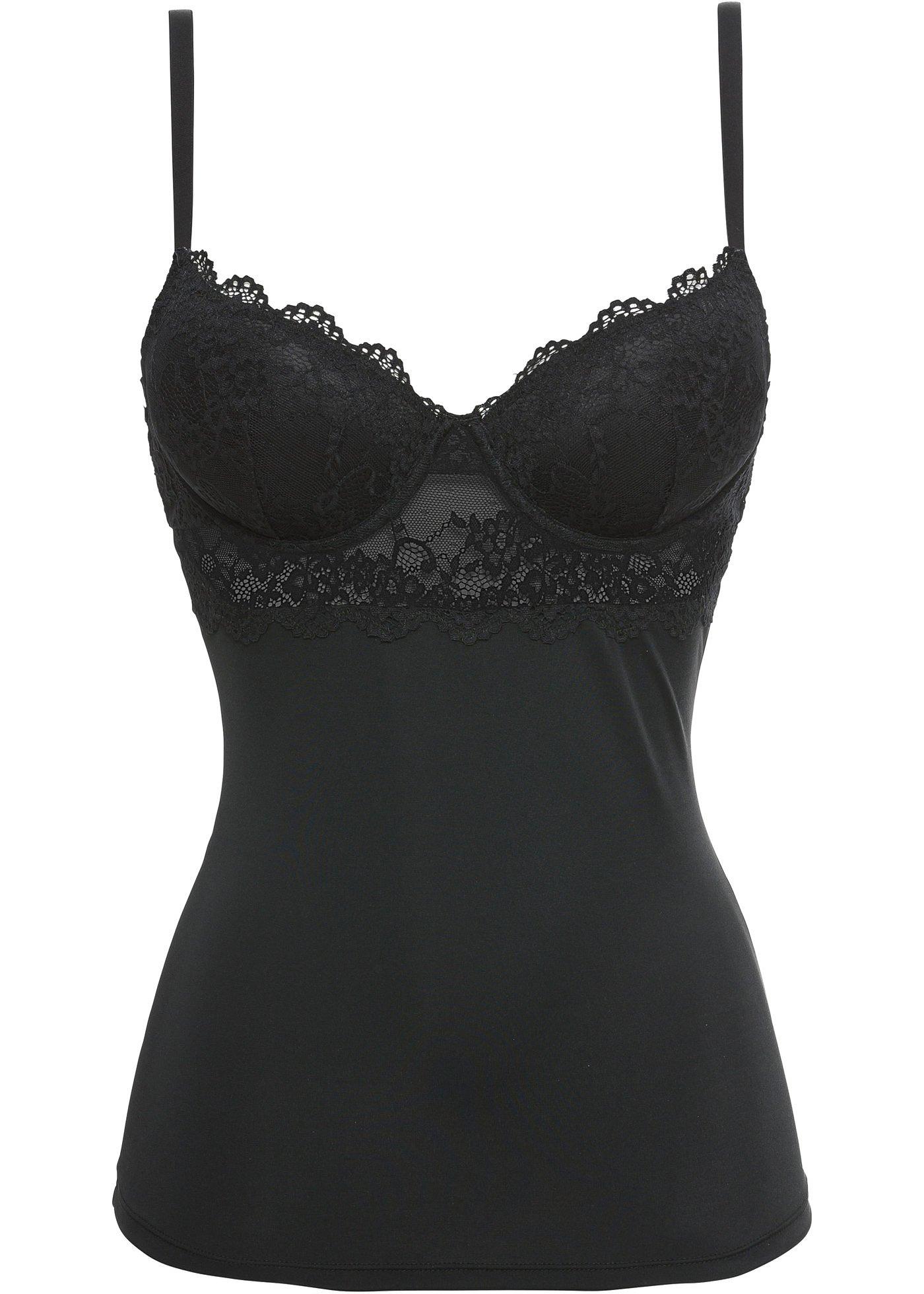 Canotta con reggiseno integrato in microfibra liscia