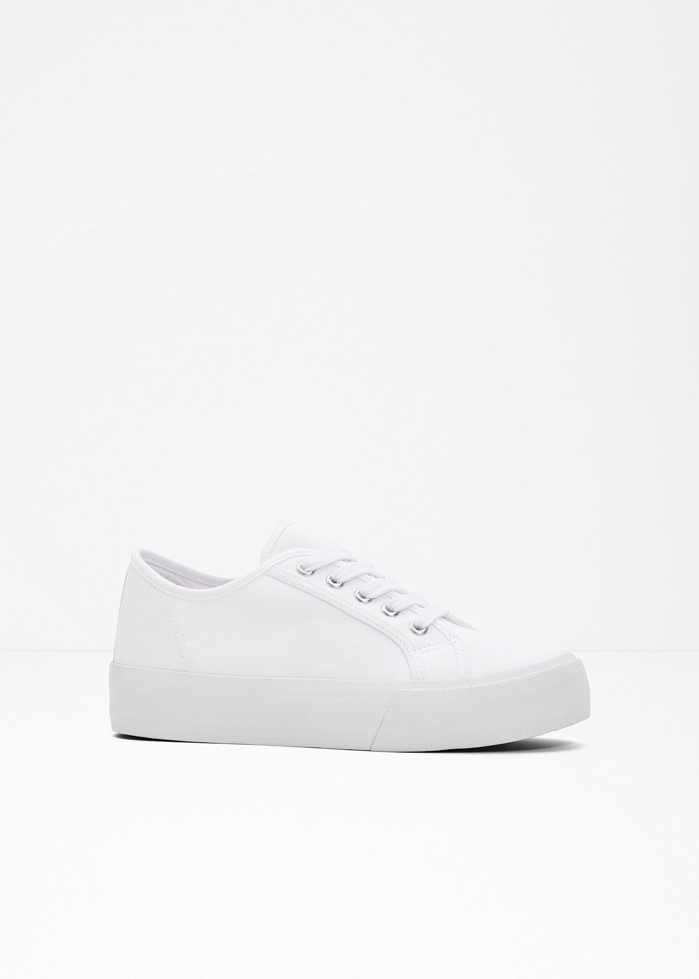 Sneaker in tela di cotone con plateau