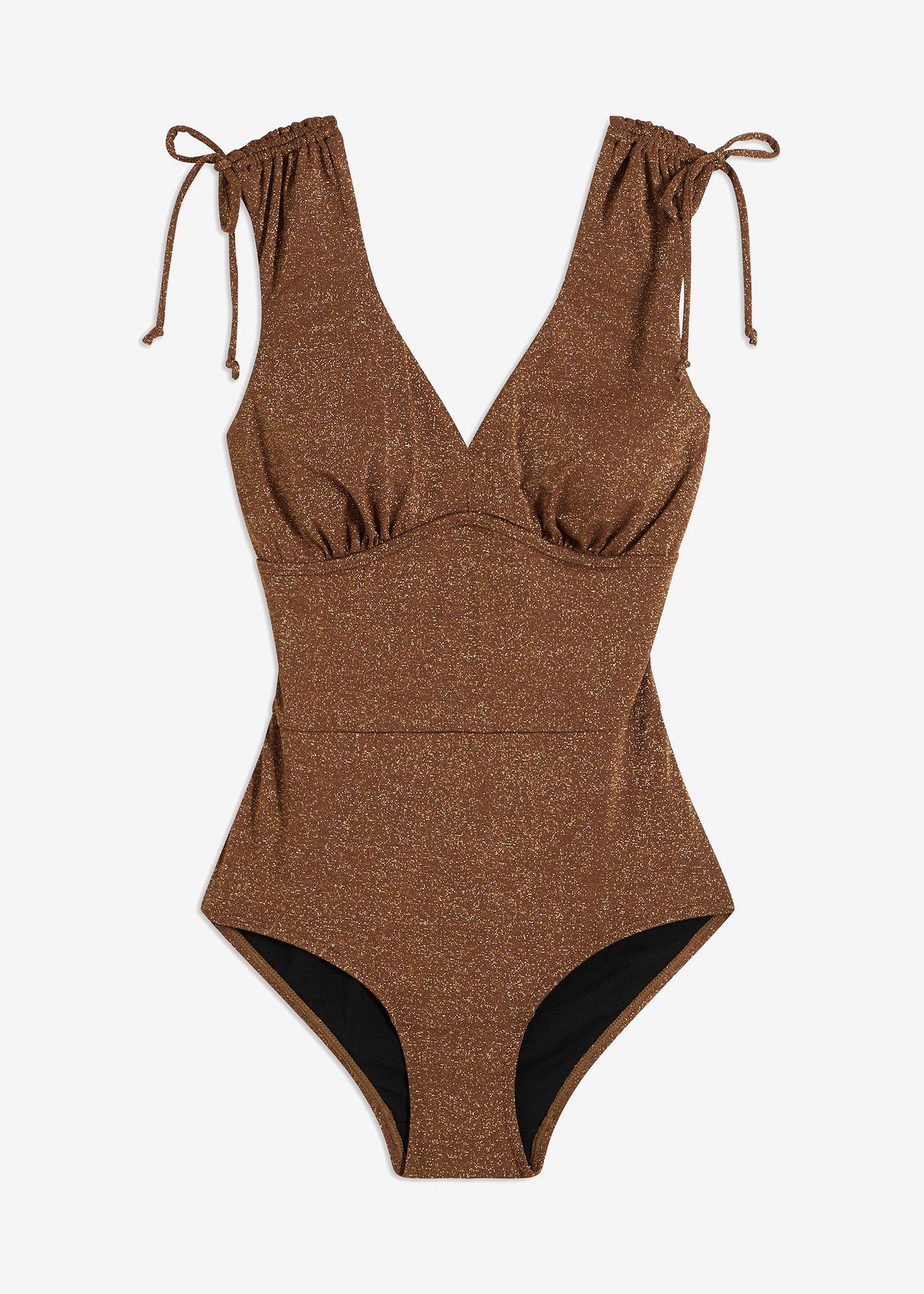 Costume intero glitterato con effetto modellante leggero